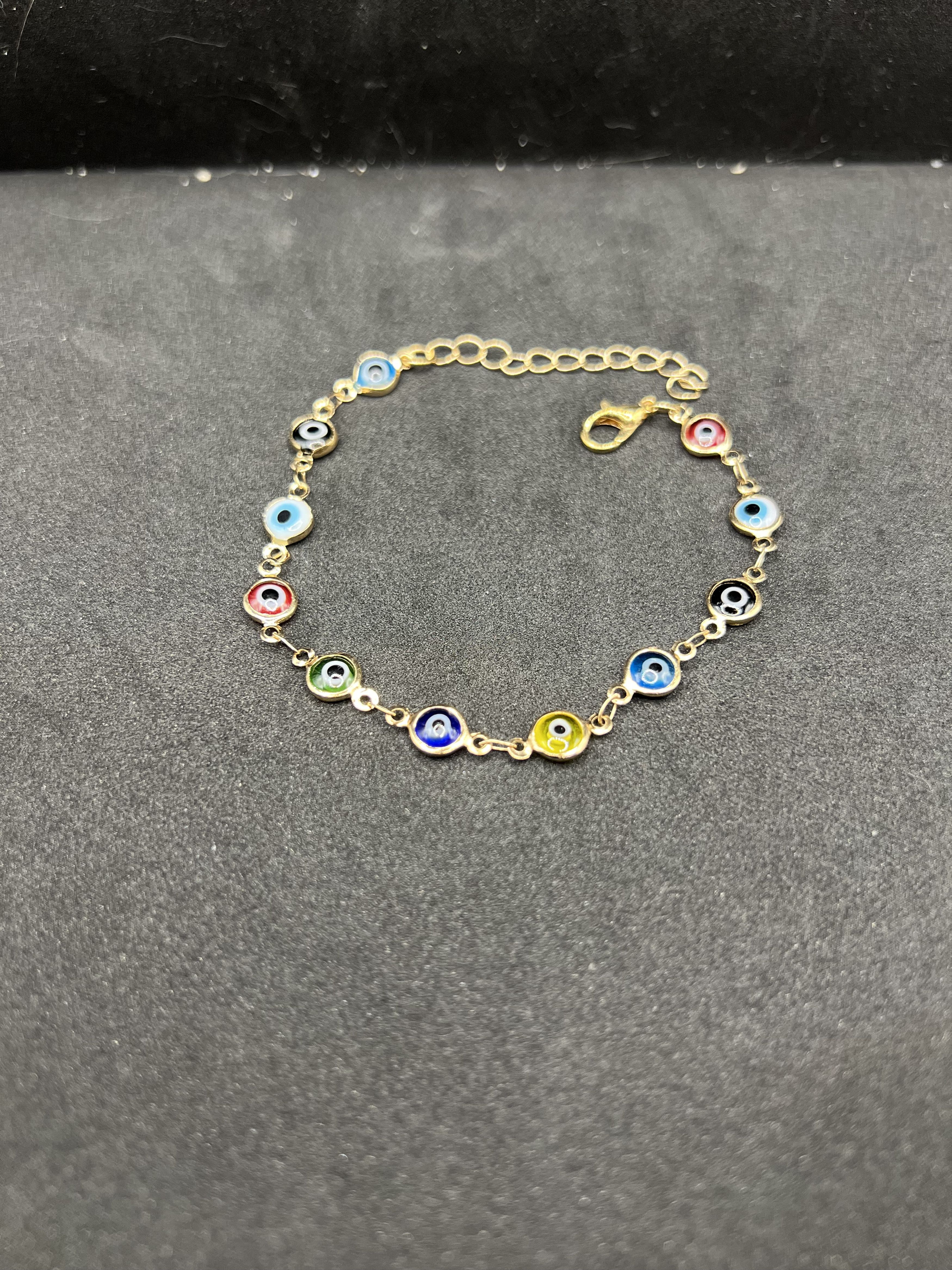 Handmade Evil Eyes Gold Chain Bracelet Size ONE SIZE - 2 Thumbnail