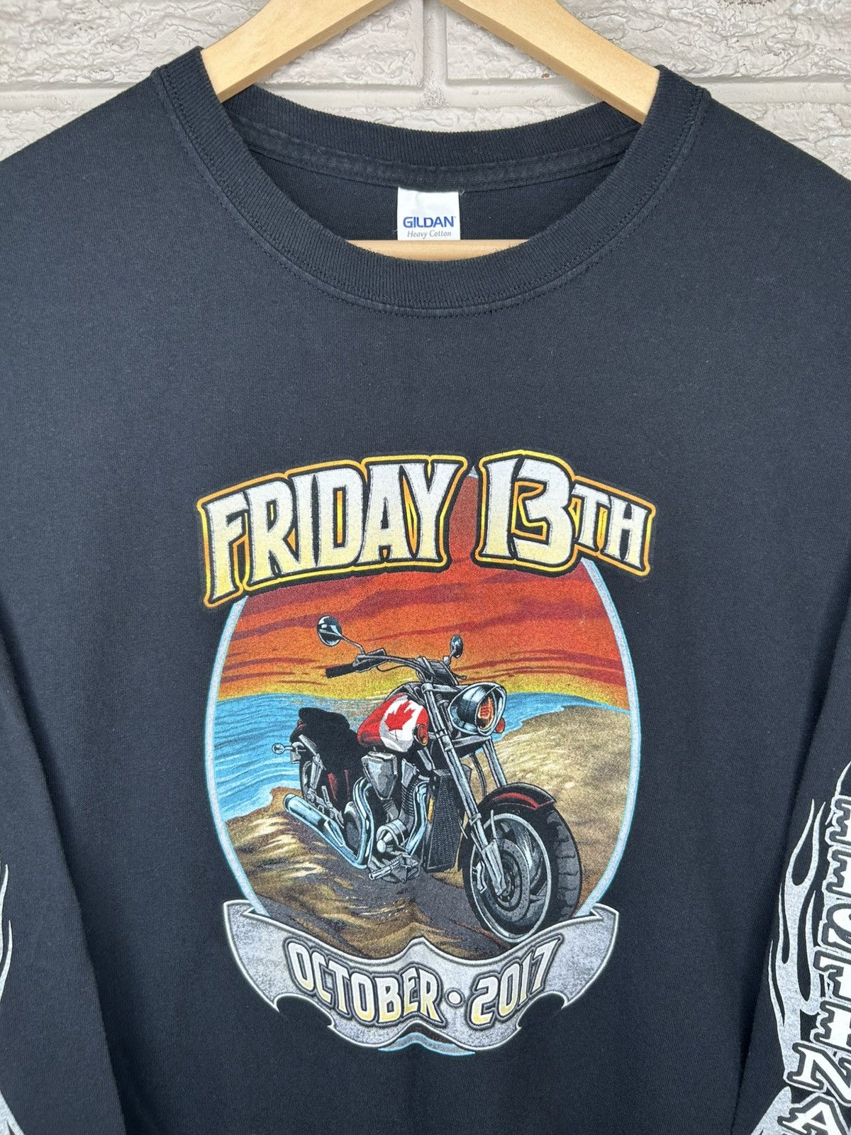 Harley Davidson Port Dover Friday 13th Biker Flame Long Sleeve Shirt Size US L / EU 52-54 / 3 - 3 Thumbnail