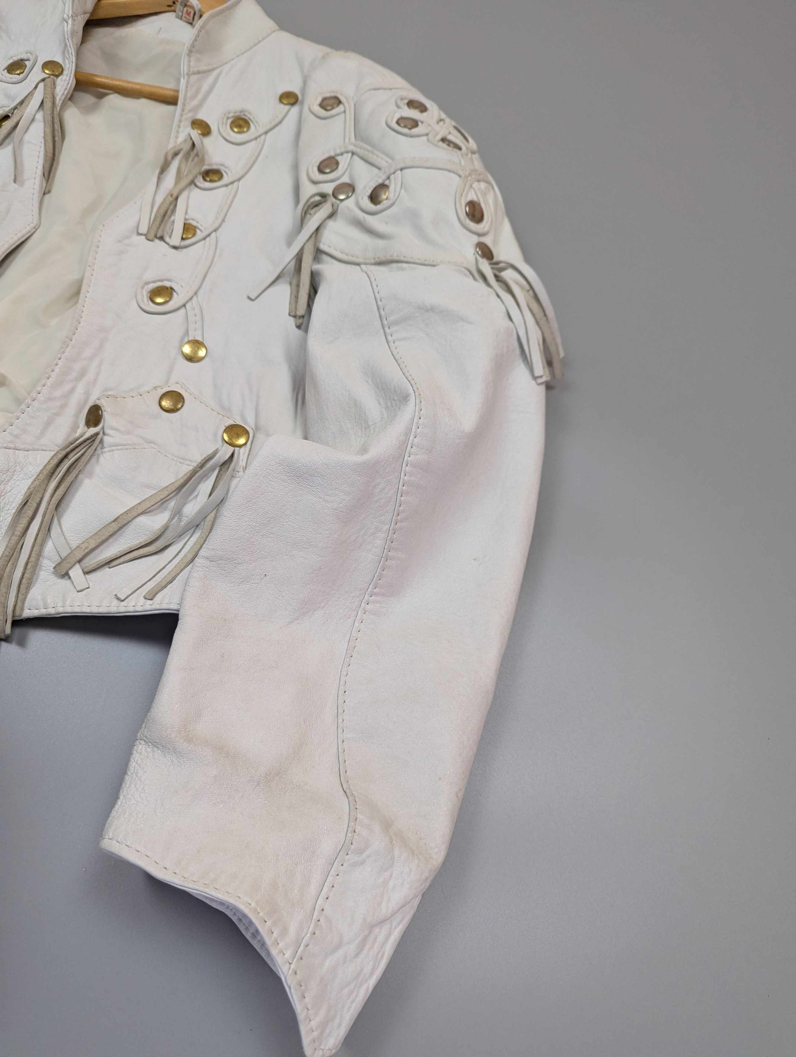 Vintage Vintage 80s White Leather Jacket Bomber Womens Sz M Size M / US 6-8 / IT 42-44 - 3 Thumbnail