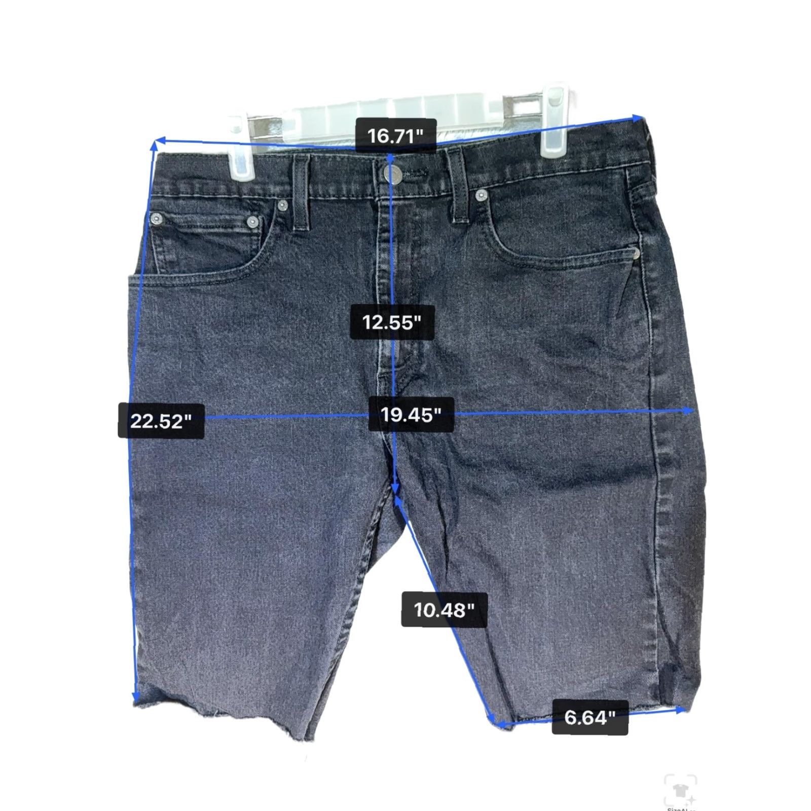 Levi's Levi's 512 Shorts Slim Bermuda Denim Gray Charcoal Wash 34 Inseam 10 Zip Mens Shorts Size US 34 / EU 50 - 6 Thumbnail