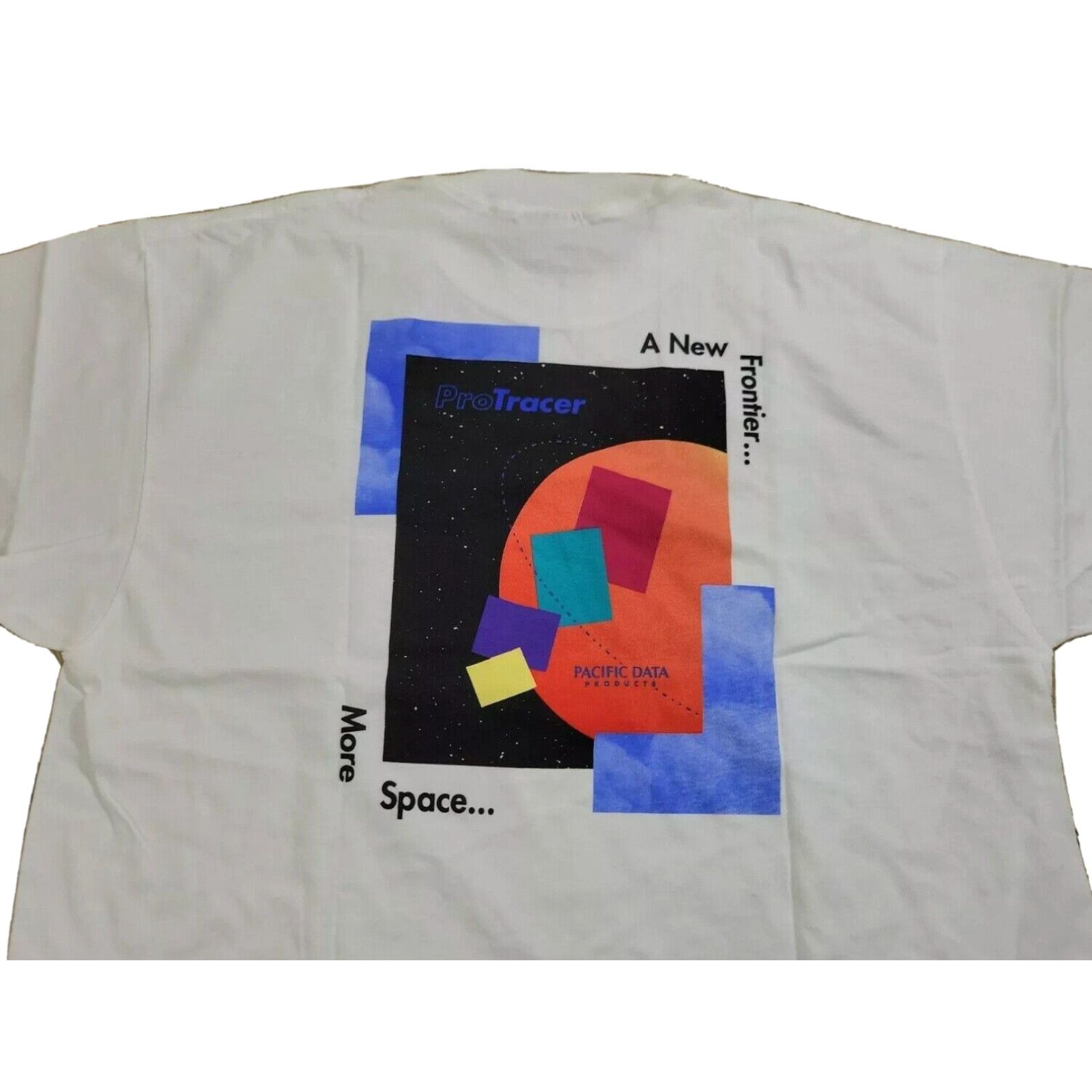 image of Vintage VTG 90's Pacific Data Protracer Retro Computer Art XL Men's T Shirt Graphic Tee in White