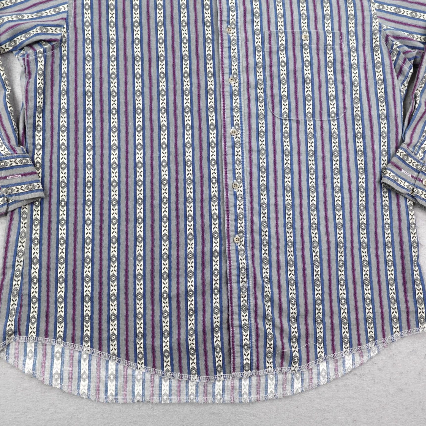 Wrangler VINTAGE Wrangler Shirt Mens XL Blue Gray Southwestern Aztec Western Band Collar Geometric 90s Cowboy Workwear Clothing Mens XL Blue Size US XL / EU 56 / 4 - 4 Thumbnail