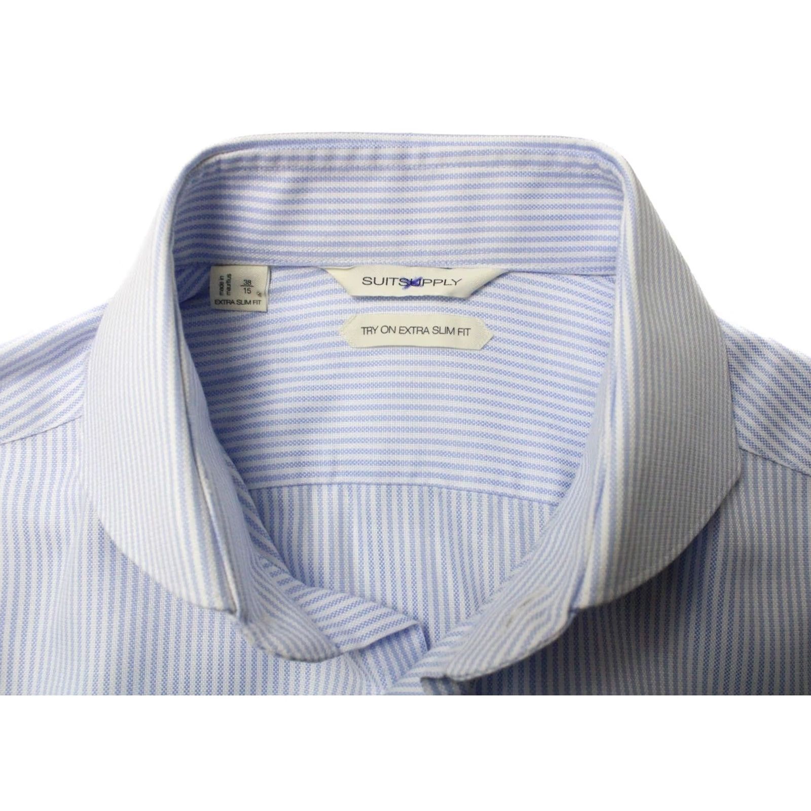 Suitsupply Suitsupply Try On Extra Slim Fit Shirt Men's Button Up 38 / 15 Blue Cotton Pinstripe Collared Long Sleeve Size US M / EU 48-50 / 2 - 5 Thumbnail
