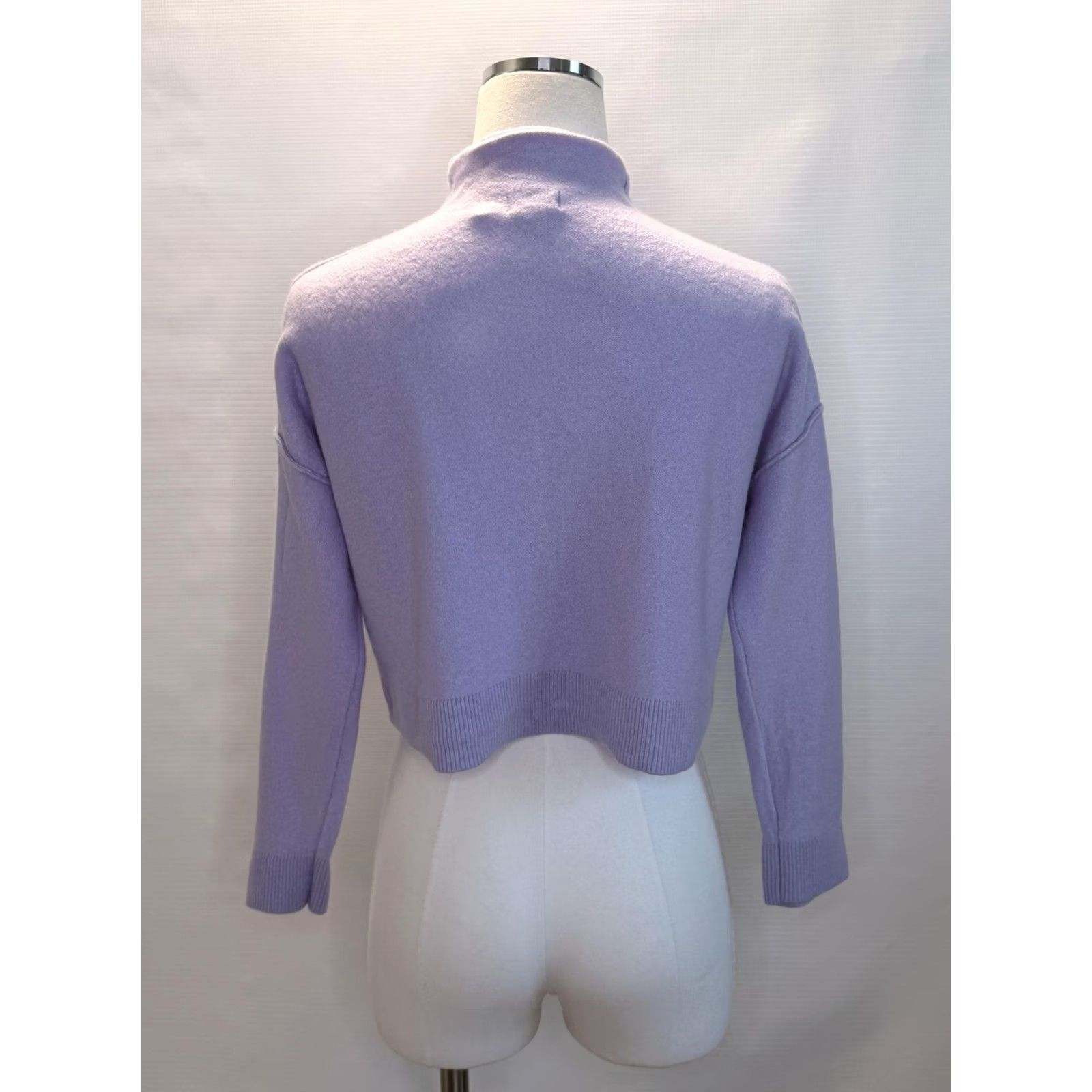 Vintage Pilcro XS Purple Mock Neck Cropped Pullover Sweater Womens Cashmere Long Sleeve Size XS / US 0-2 / IT 36-38 - 3 Thumbnail