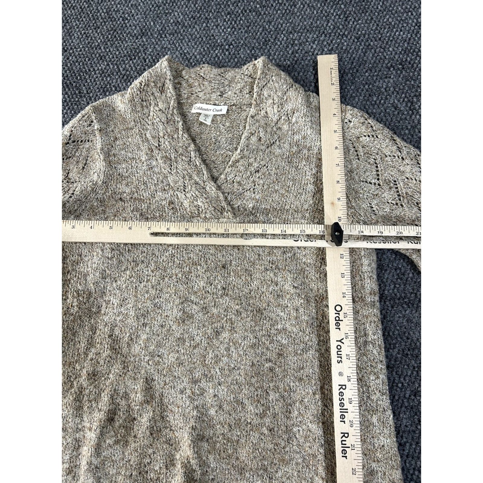 Coldwater Creek Coldwater Creek Sweater Adult Small Beige V-Neck Pullover Pointelle Long Sleeve Knit Womens Size S / US 4 / IT 40 - 4 Thumbnail