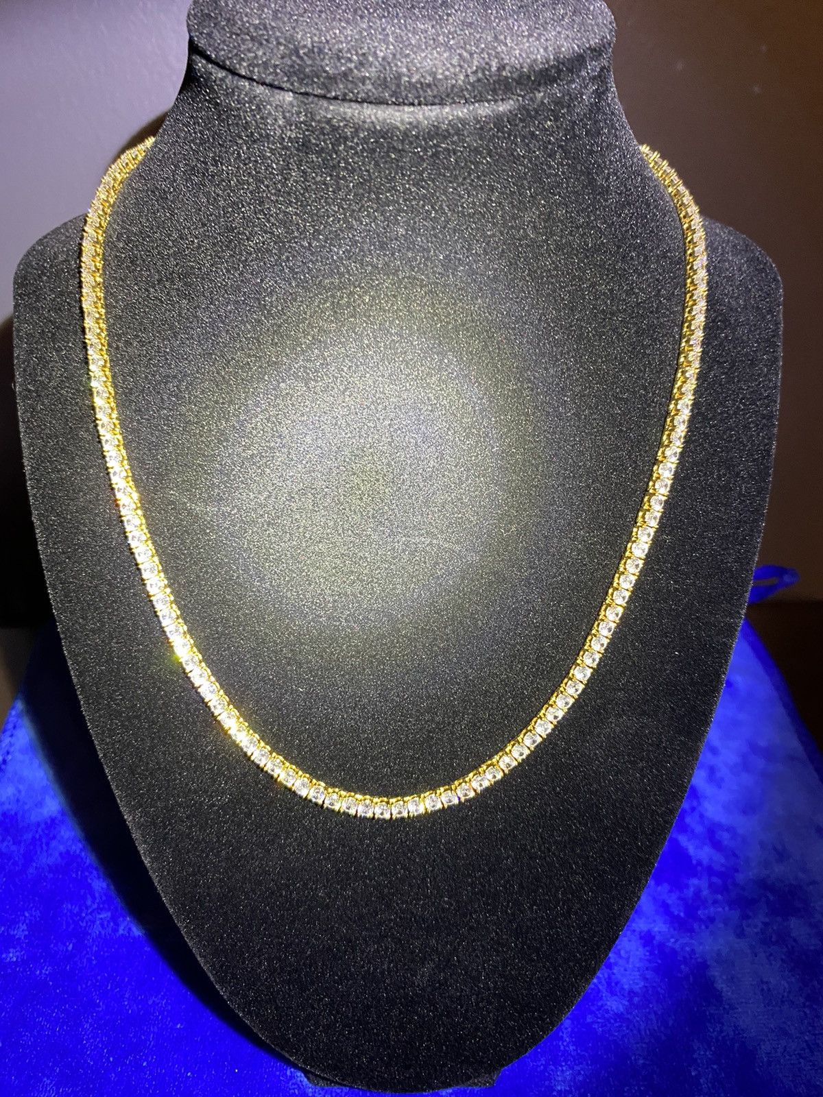 image of Luxury 2Mm Moissanite 14K Gold Plated Silver Tennis Chain Necklace, Men's
