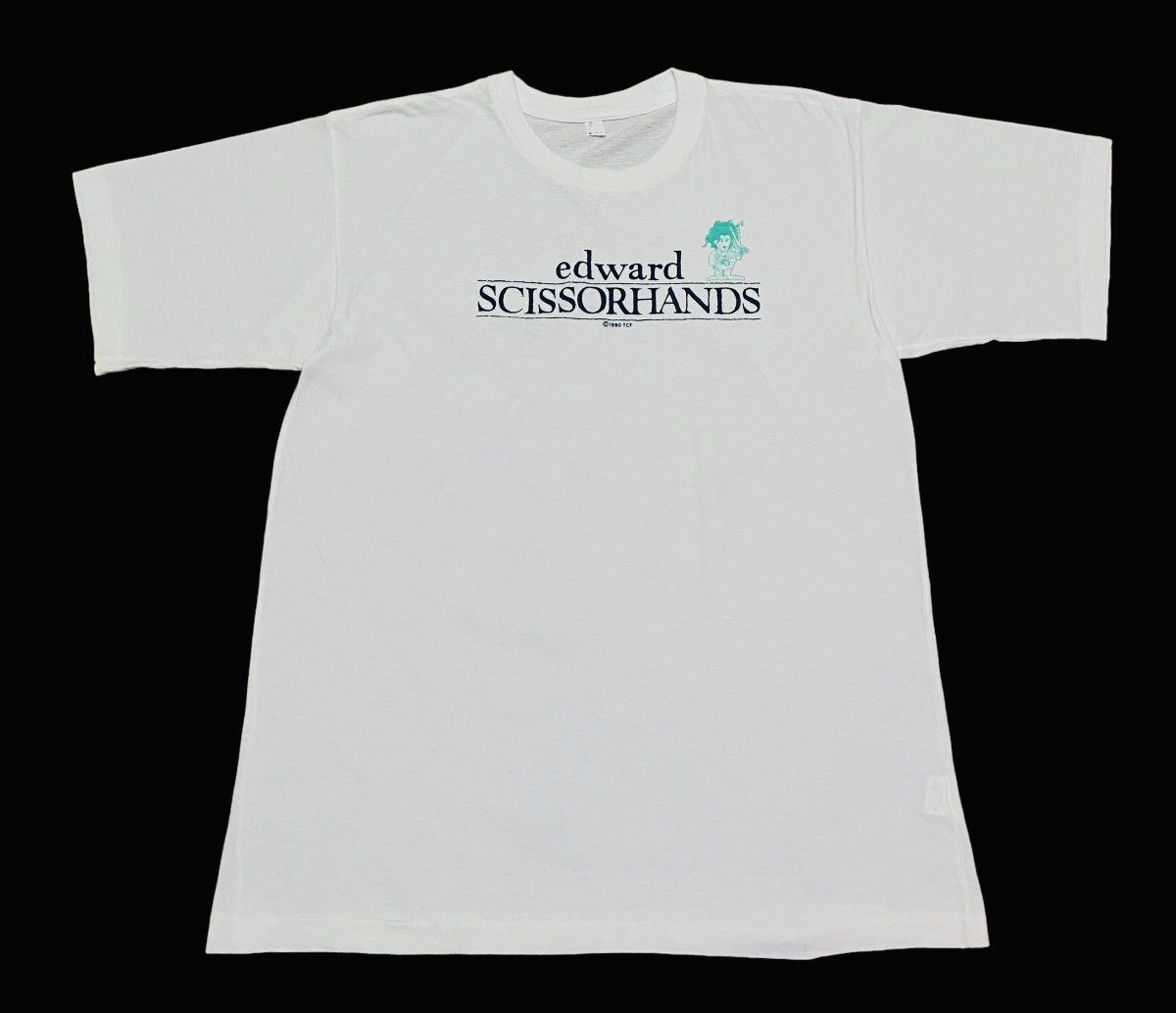 image of Vintage Movie Johnny Depp Edward Scissorhands T-Shirt 1990S in White, Men's (Size Medium)