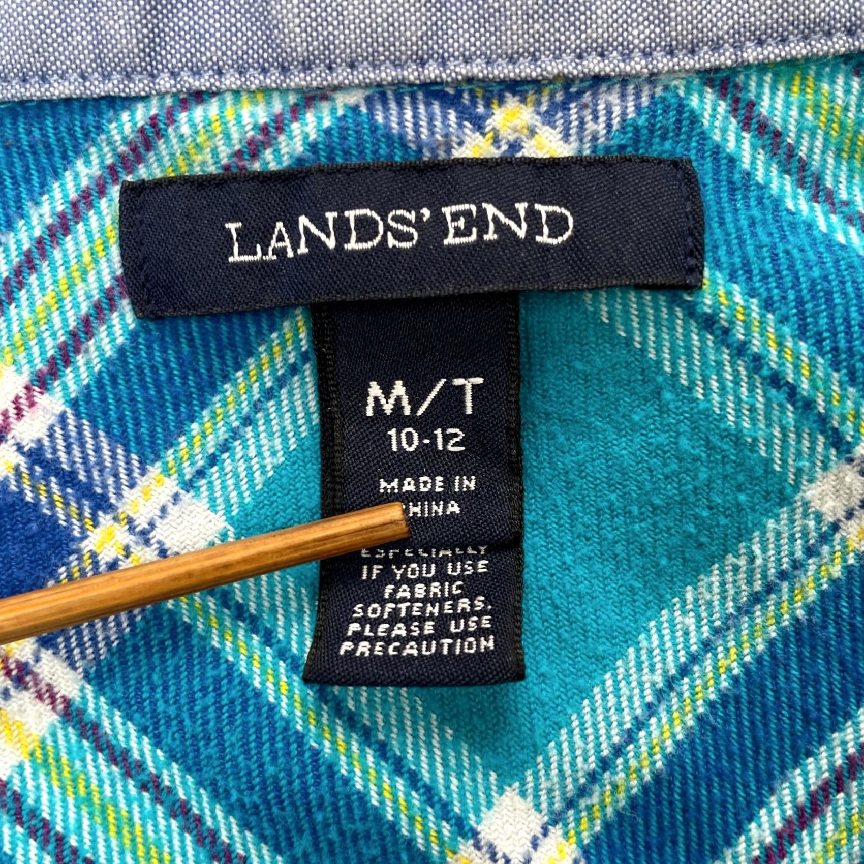 Lands' End VINTAGE Lands' End Shirt Womens M Tall Blue Plaid Flannel Cotton Button Up Size M / US 6-8 / IT 42-44 - 3 Thumbnail