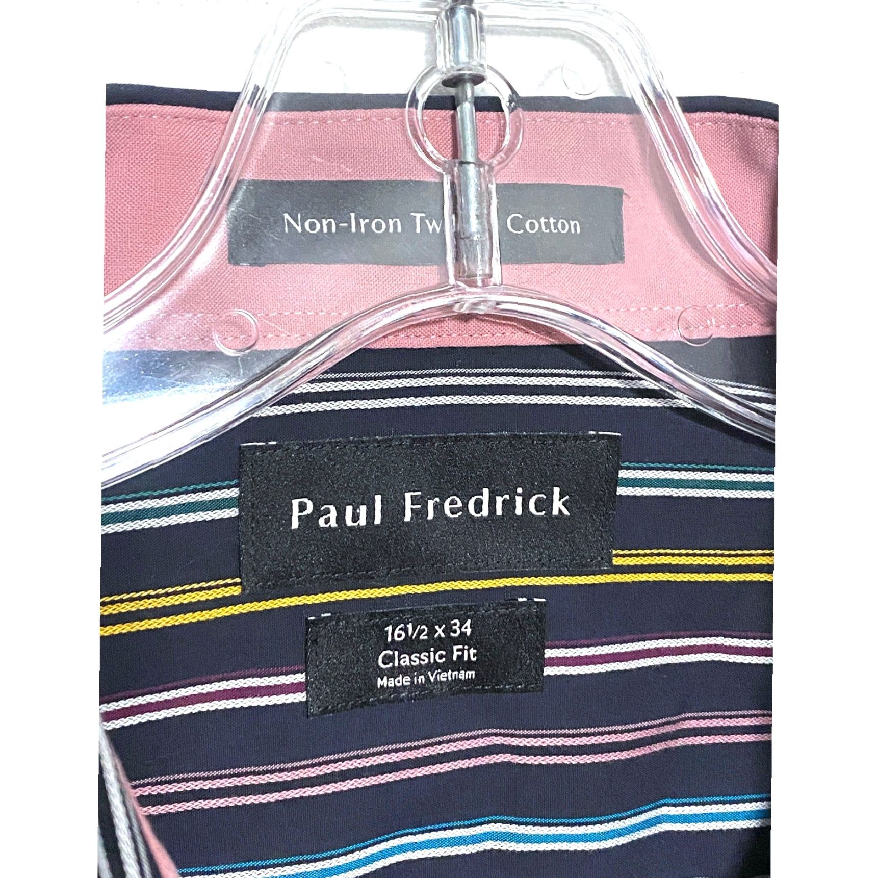 Paul Fredrick Classic Fit Striped Button Shirt Men 16.5 34 Business  Professional