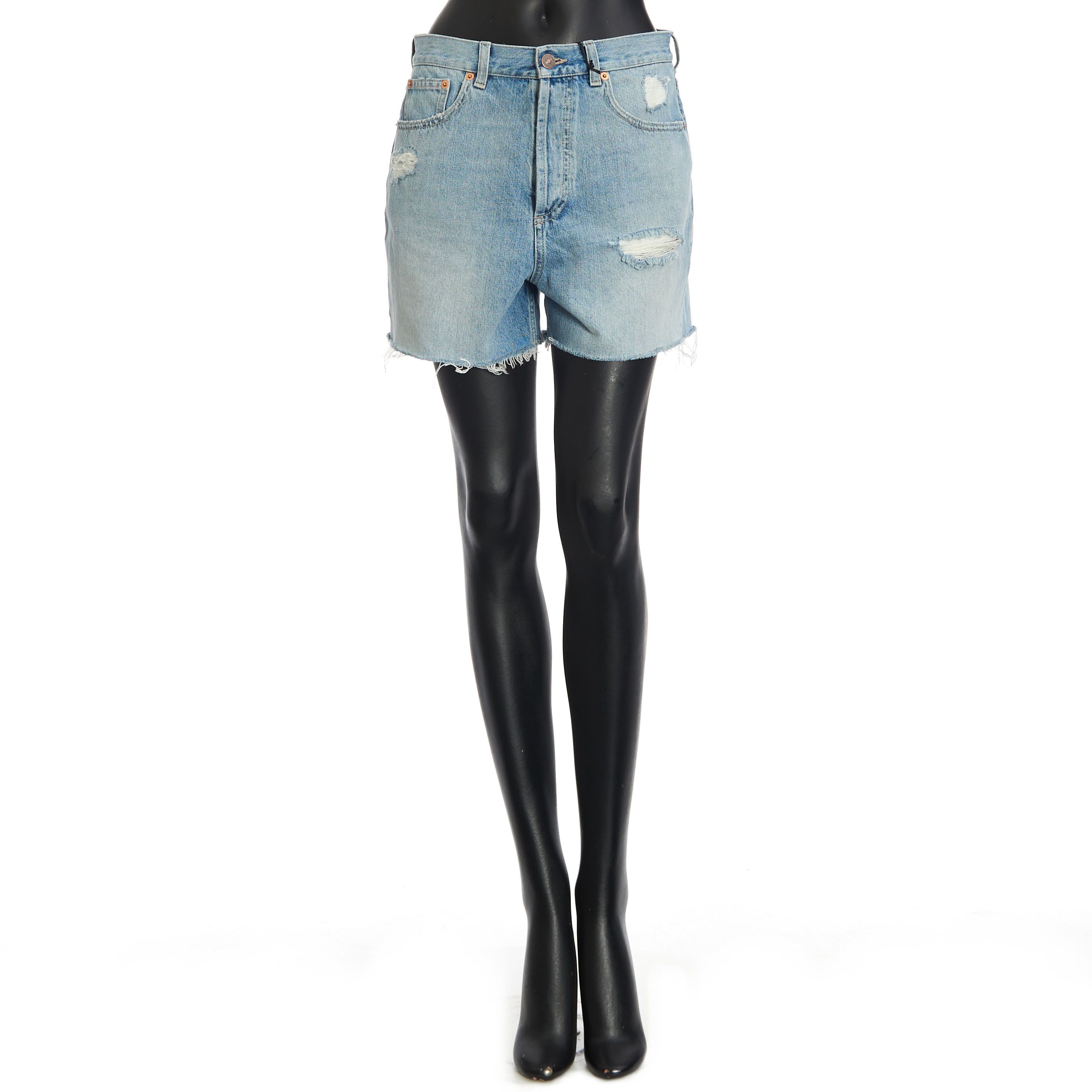 Gucci Denim Shorts With Logo In Blue Cotton Size 29" - 1 Thumbnail