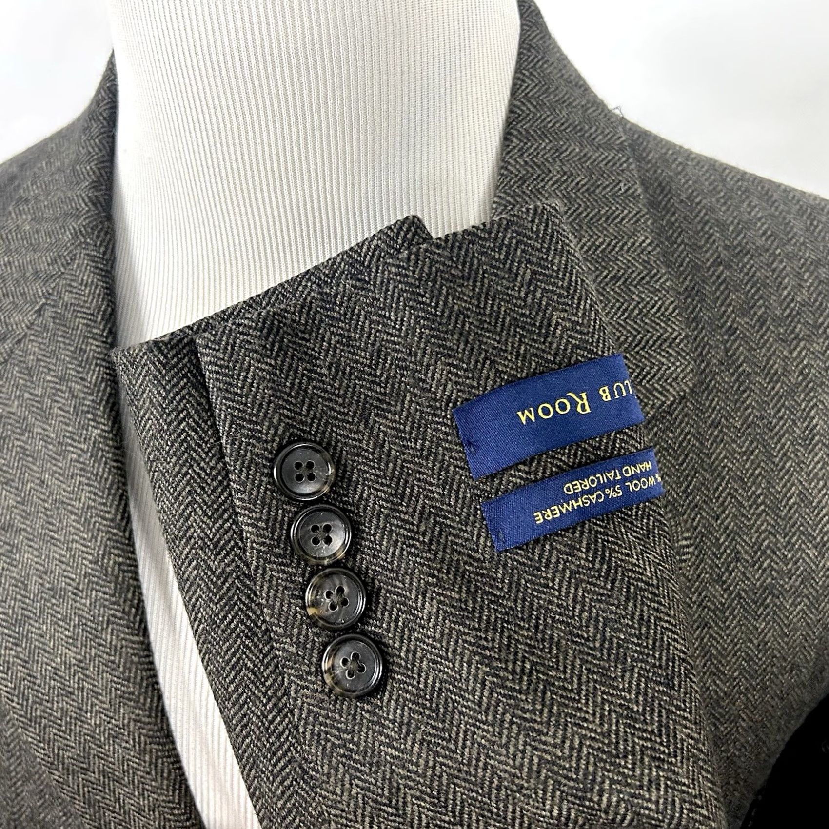 Club Room VINTAGE NWT Club Room Sport Coat 44S Wool Cashmere Brown Herringbone Three-Button Vented Mens Clothing Size US XS / EU 42 / 0 - 4 Thumbnail