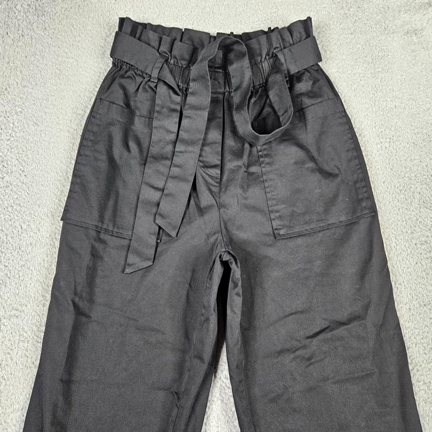 Vintage The Drop Women's Pants S Black Paperbag Belted High Rise Modern Regular Size 28" / US 6 / IT 42 - 2 Thumbnail