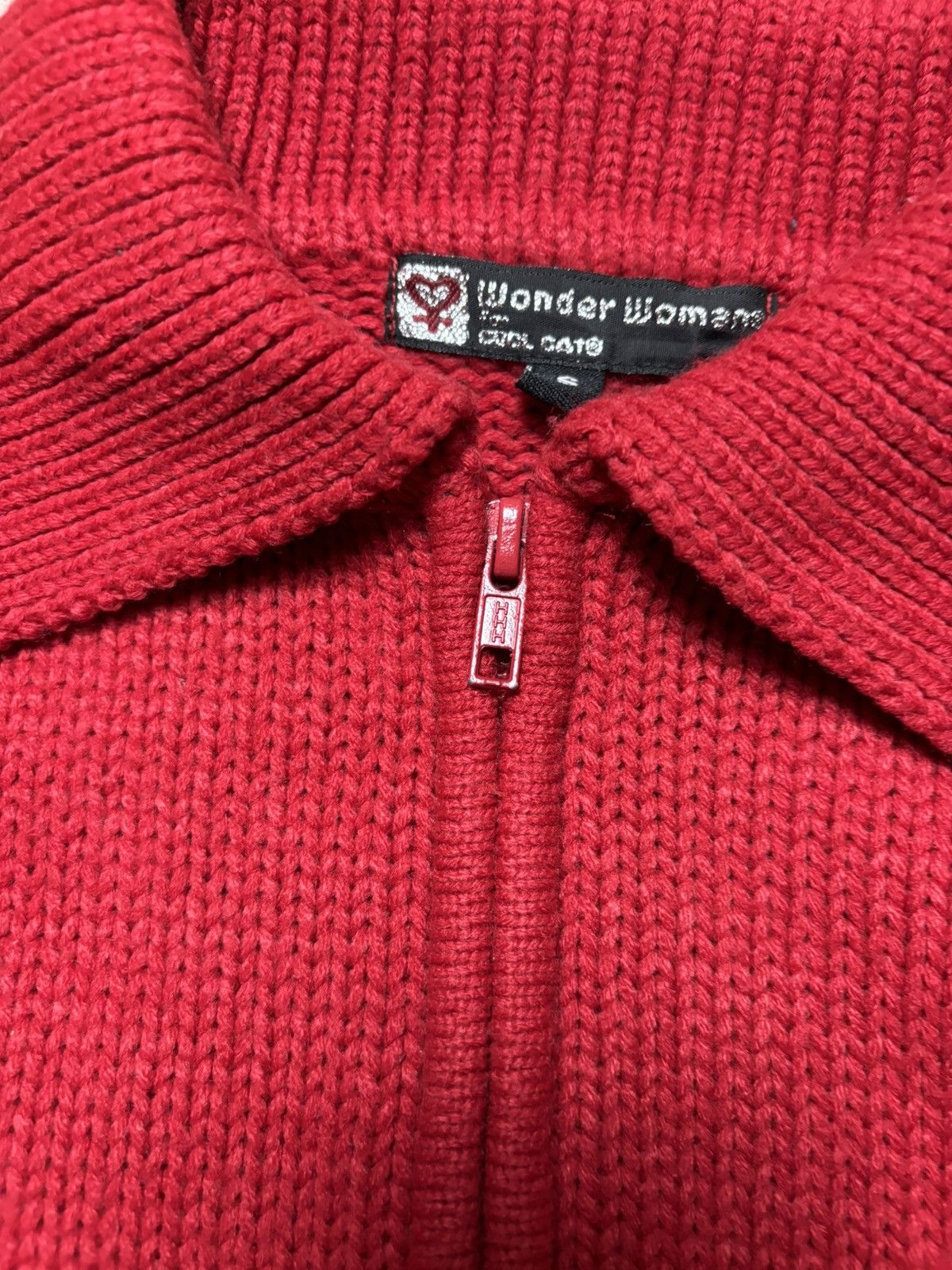 Designer × Japanese Brand × Vintage Vintage japanese Wonder Woman Cardigan Knit Red sweater Size S / US 4 / IT 40 - 4 Thumbnail