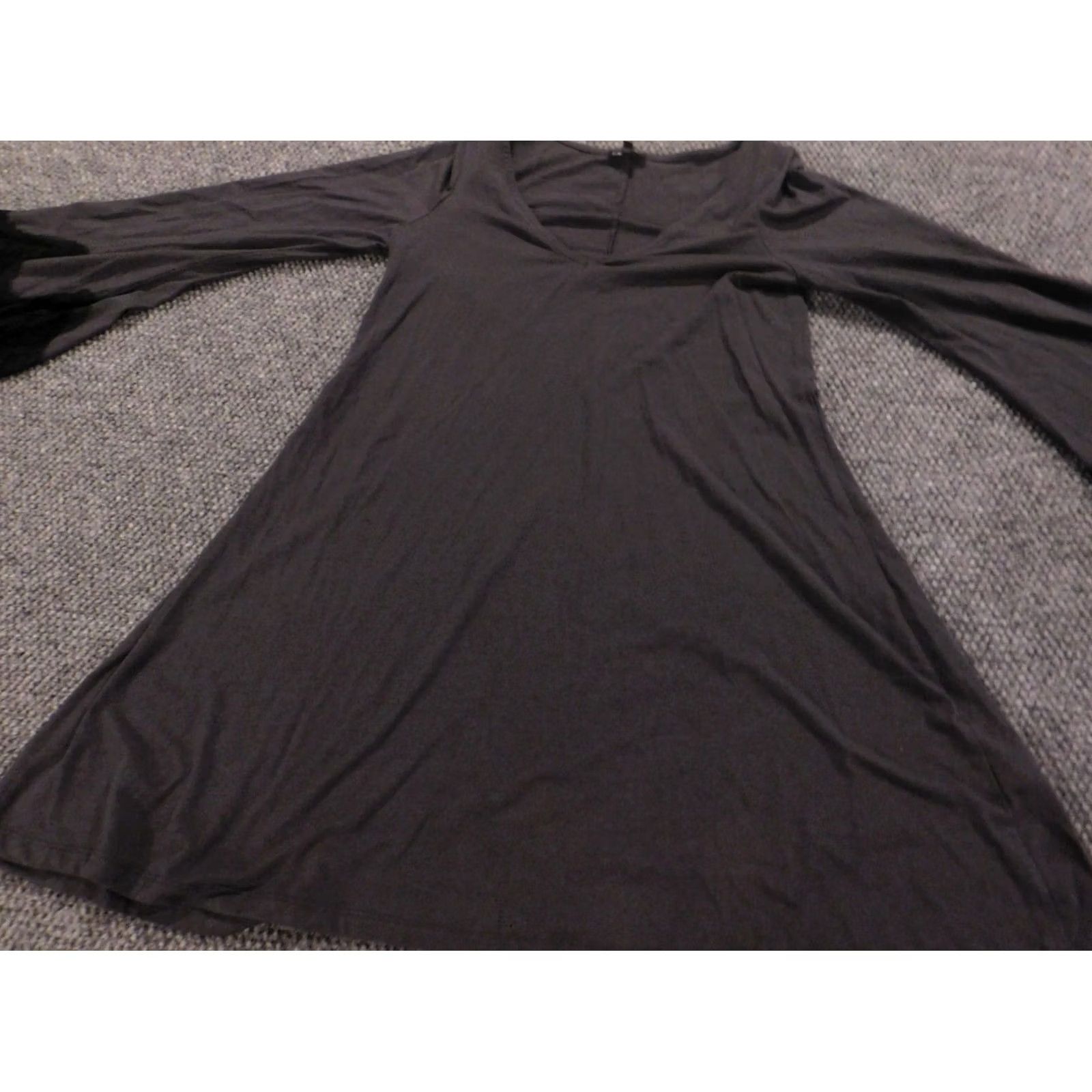Express Express Dress Womens Gray Medium A-Line Knit Stretch Mock Neck Long Sleeve Casual Cap Sleeve Fringe Short Vintage: No Size M / US 6-8 / IT 42-44 - 3 Thumbnail
