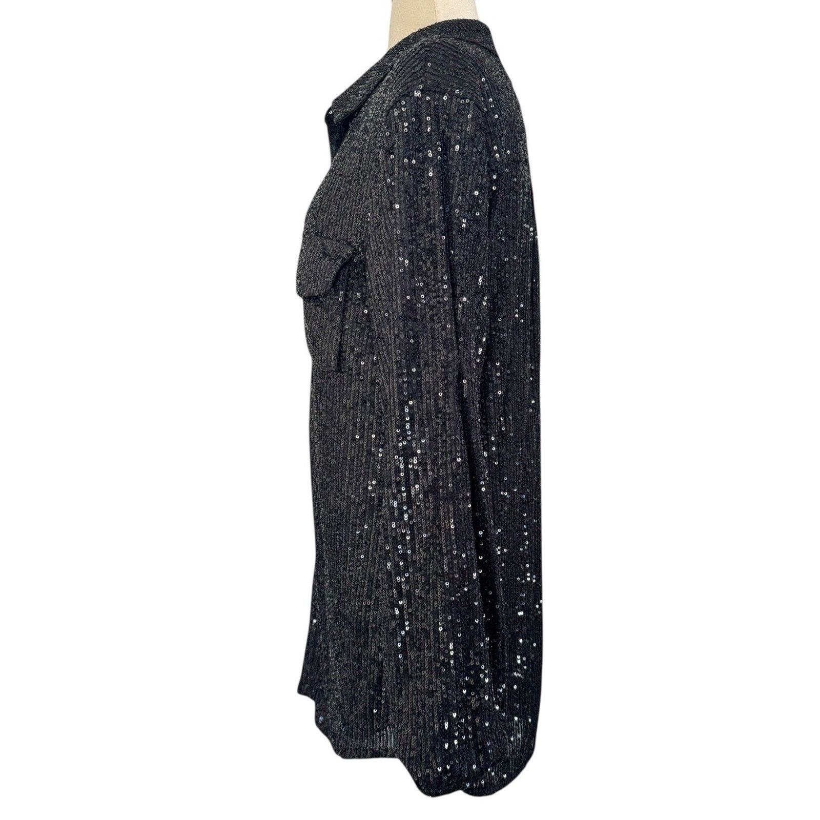Guess GUESS Sequin Button Collared Boyfriend Oversized Blouse Top Size M / US 6-8 / IT 42-44 - 7 Thumbnail