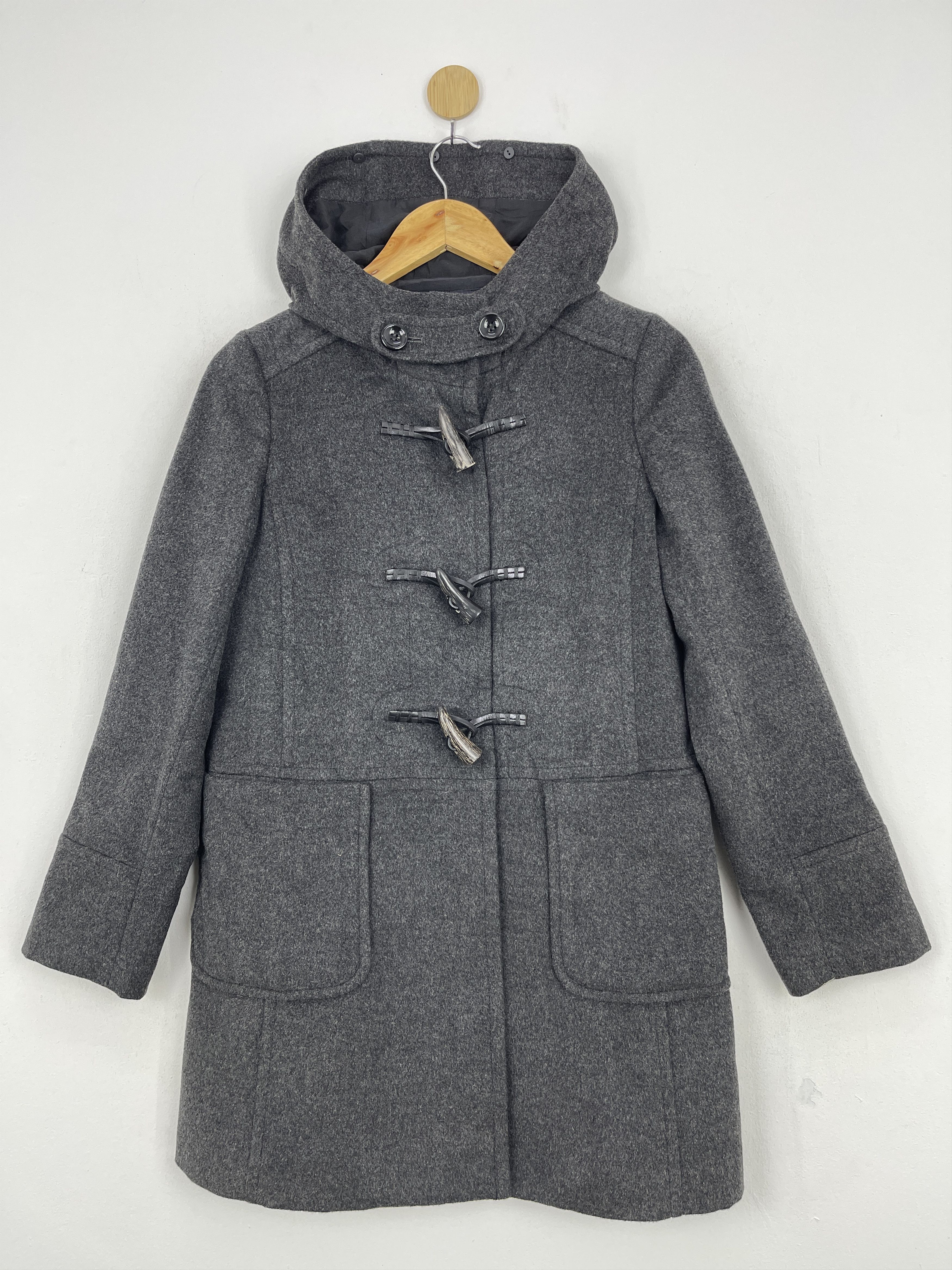 Vintage Brahmin Duffle Coat Grey Hooded Jacket JA0091
