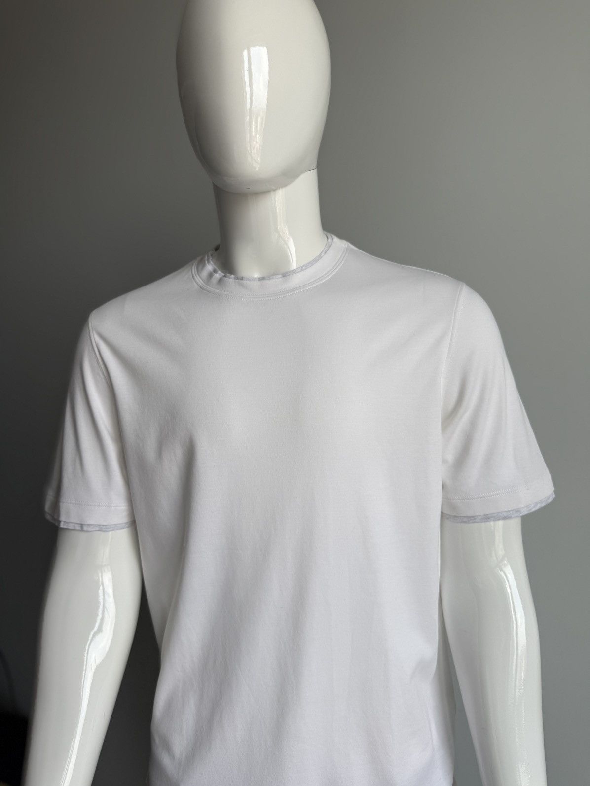 Brunello Cucinelli Brunello Cucinelli Silk White Crew Neck T-Shirt Cotton Size US M / EU 48-50 / 2 - 10 Thumbnail
