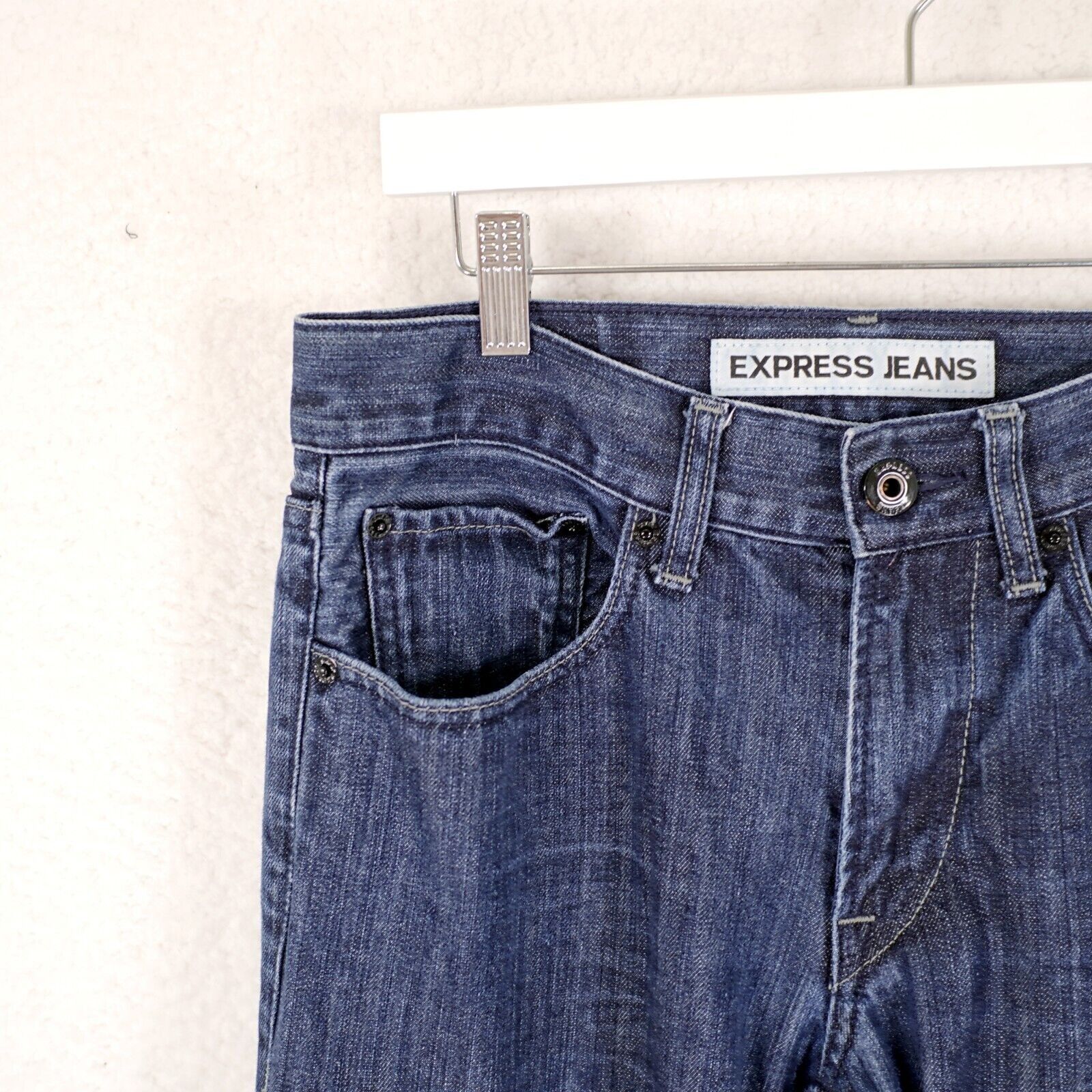 Express Express Rocco Slim Fit Bootcut Blue Denim Low Rise Jeans 31/ Size US 31 - 4 Thumbnail