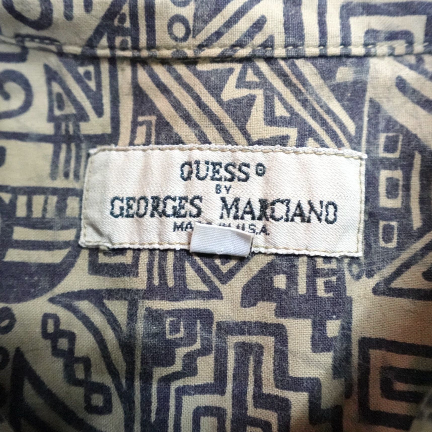 Vintage VINTAGE American Vintage Guess Shirt Geometric Southwestern Print Button-Up Long Sleeve Collared Cotton Green Beige L Mens Size US L / EU 52-54 / 3 - 5 Thumbnail