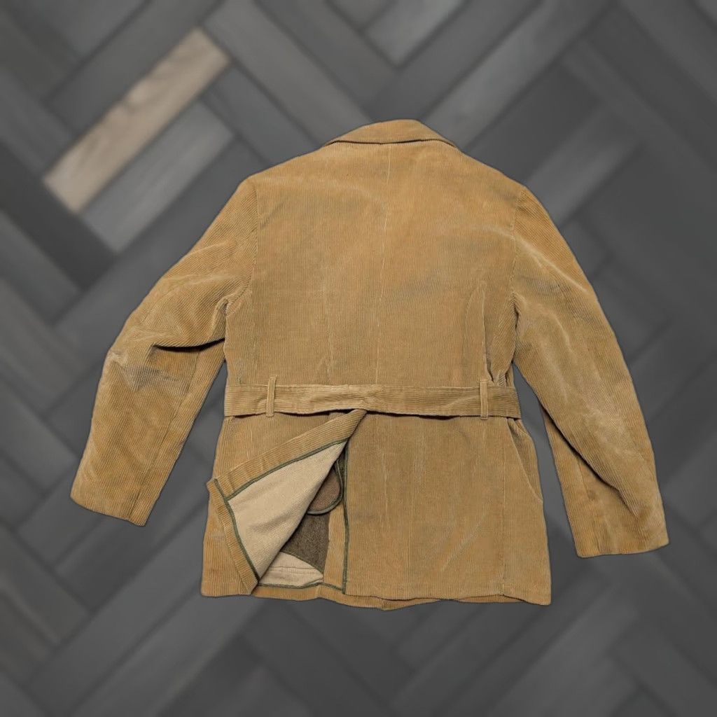 Vintage VINTAGE Campus Corduroy Coat - USA Made Belted Jacket Blazer - Mens M Brown 40 Chest 22" Pit - Golden Brown Overcoat Style Size 40R - 1 Thumbnail