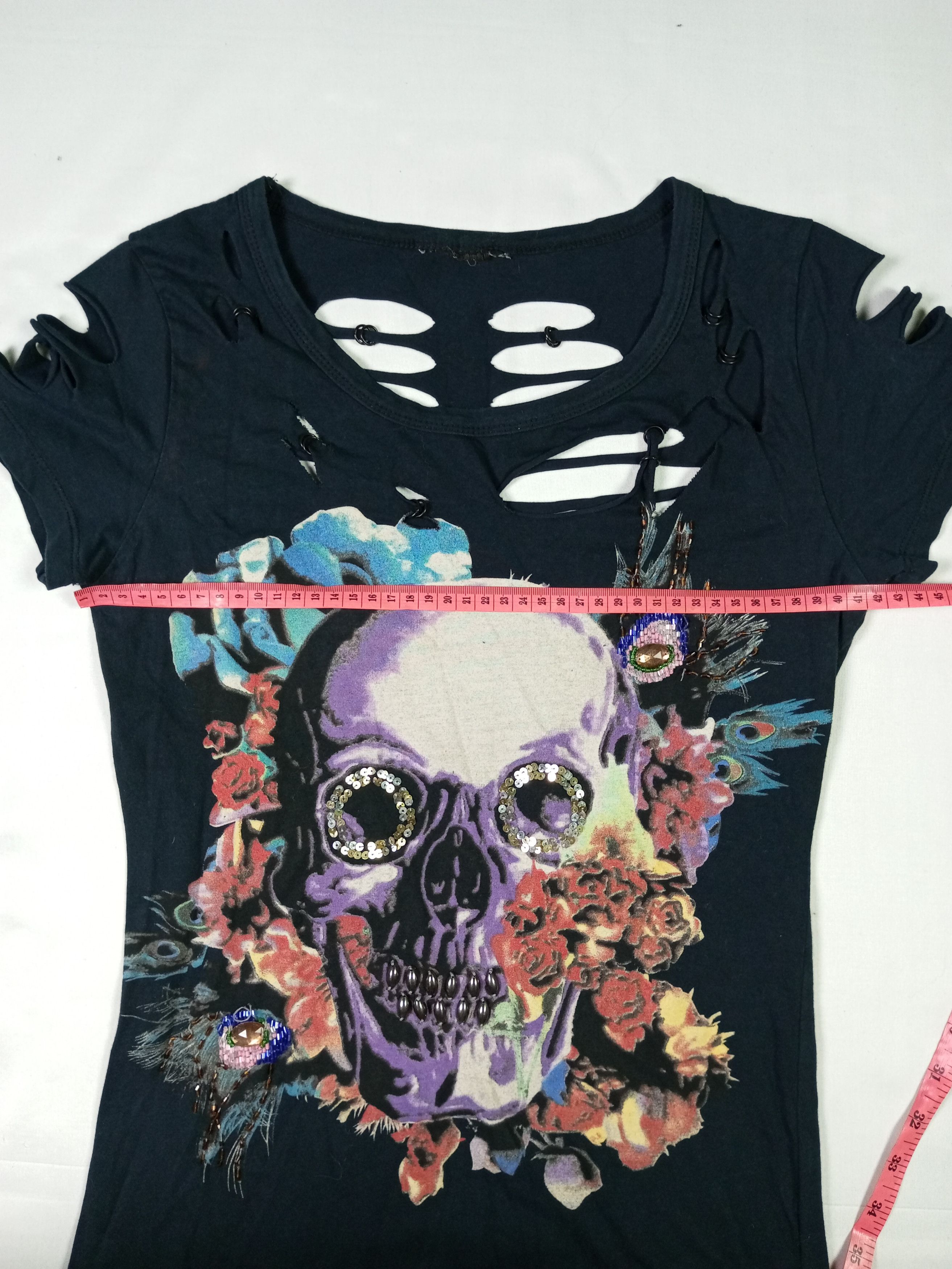 Japanese Brand Undefined Punk Distressed Skull Skeleton Tshirt Size M / US 6-8 / IT 42-44 - 17 Thumbnail