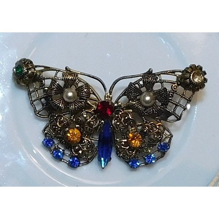 Other Vintage Steampunk Rhinestone Butterfly Brooch Size ONE SIZE - 1 Thumbnail