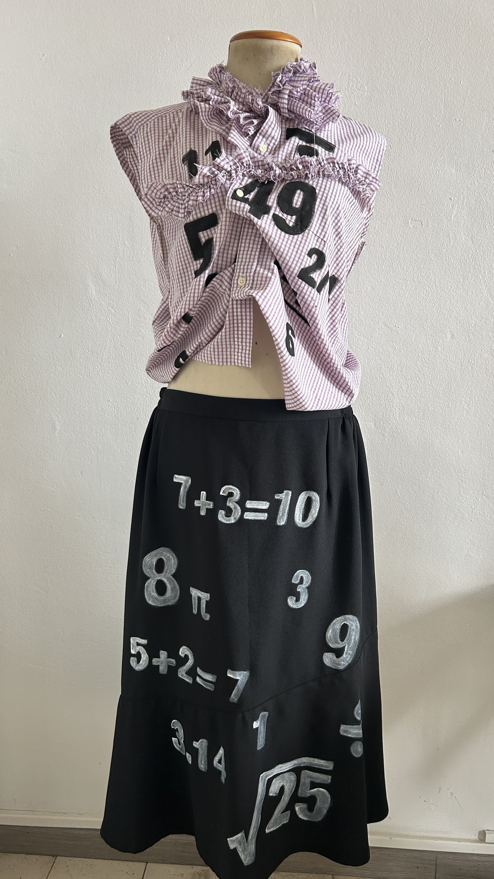 Custommade Hand-Painted Math Equation Skirt Set Size XL / US 12-14 / IT 48-50 - 8 Thumbnail