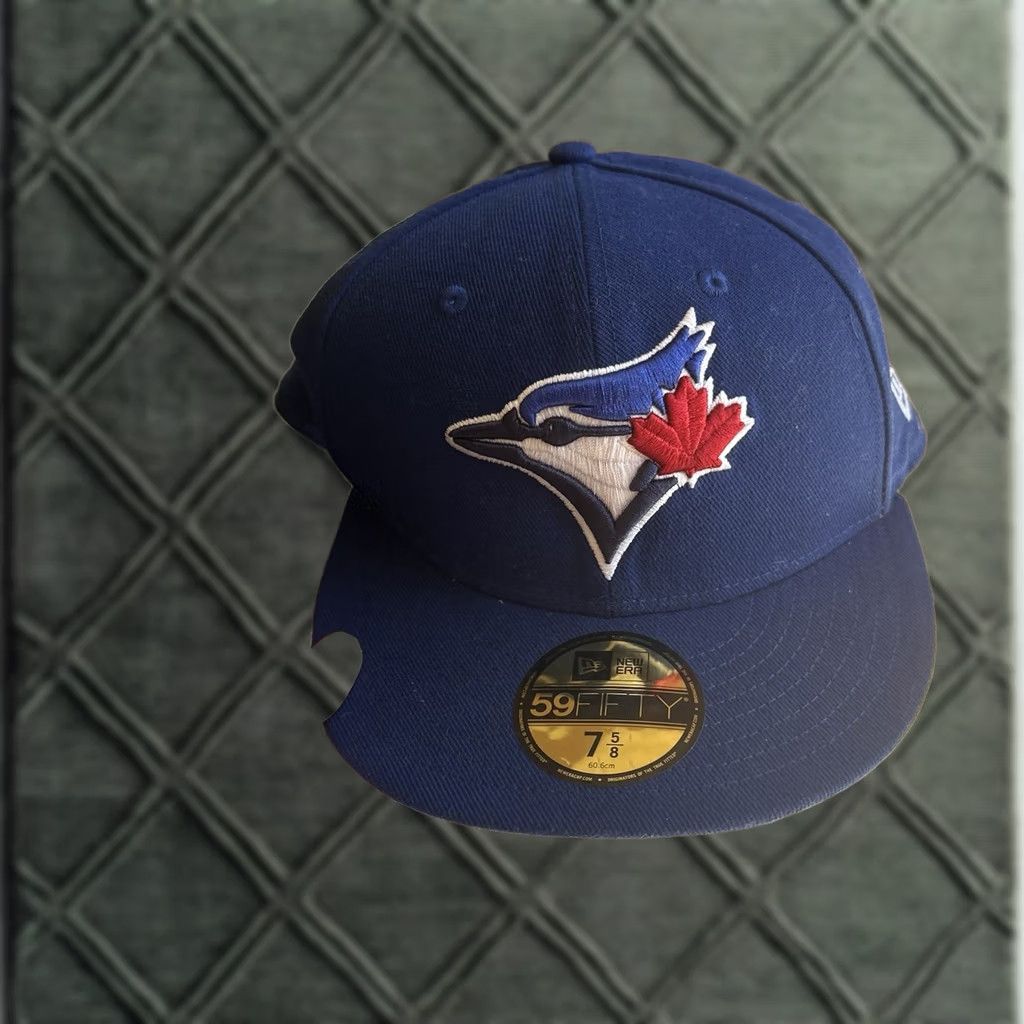 New Era Men’s New Era Toronto Blue Jays Blue 59fifty Fitted Hat MLB Cap 7 5/8 Blue Baseball Cap Mens Size ONE SIZE - 1 Thumbnail