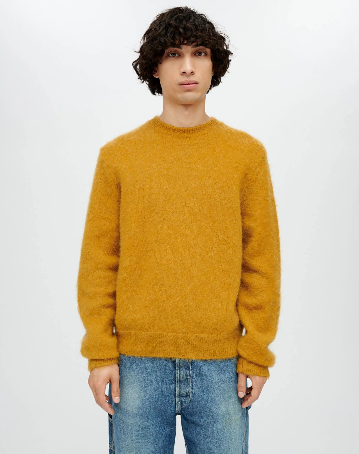 image of Redone Classic Crew Sweater in Mustard, Men's (Size Large)