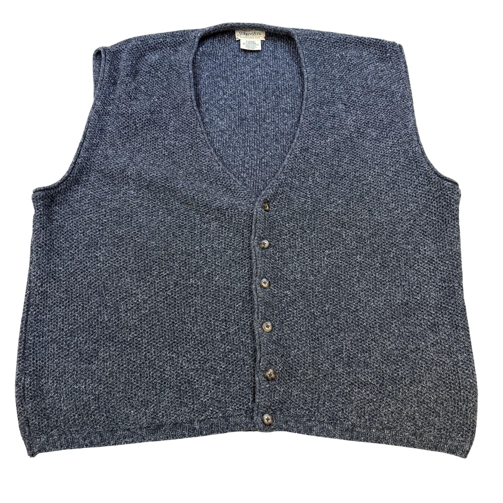 Vintage VTG St Johns Bay Sweater Vest Mens XL Heather Gray V Neck Button Front Made USA Size US XL / EU 56 / 4 - 2 Thumbnail