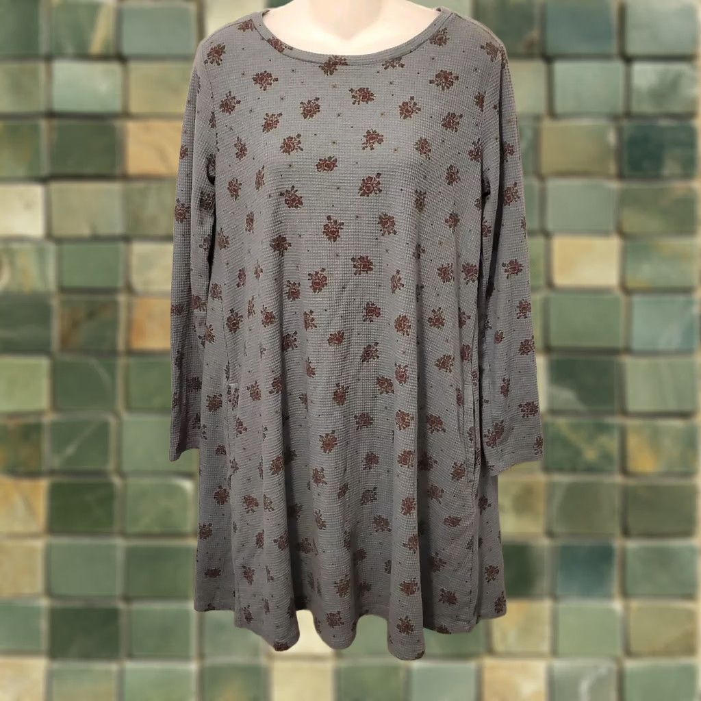 Toad&Co - TOAD & Co. Waffle Knit Dress Womens Size M Blue Floral Long Sleeve Boho Size M / US 6-8 / IT 42-44 - 1 Thumbnail