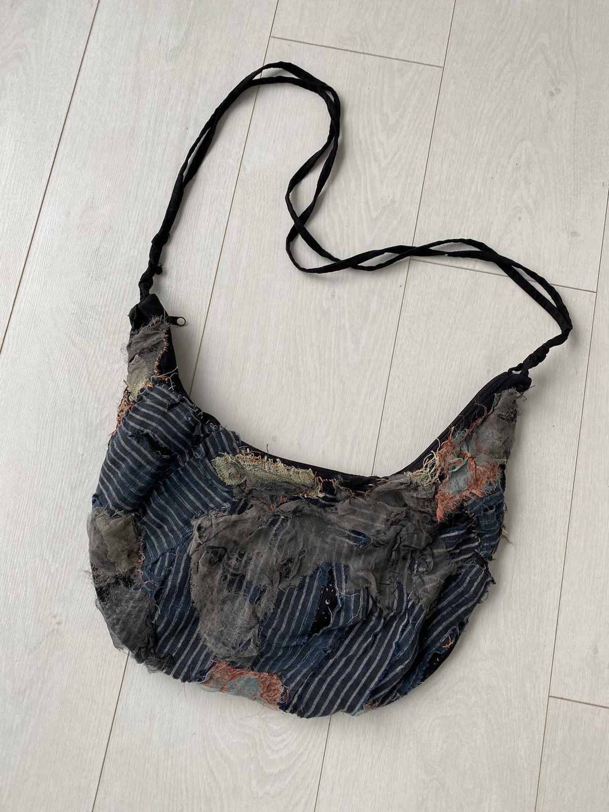 image of Archival Clothing x Individual Designer Boro Rebuild Shoulder Bag in Black, Men's