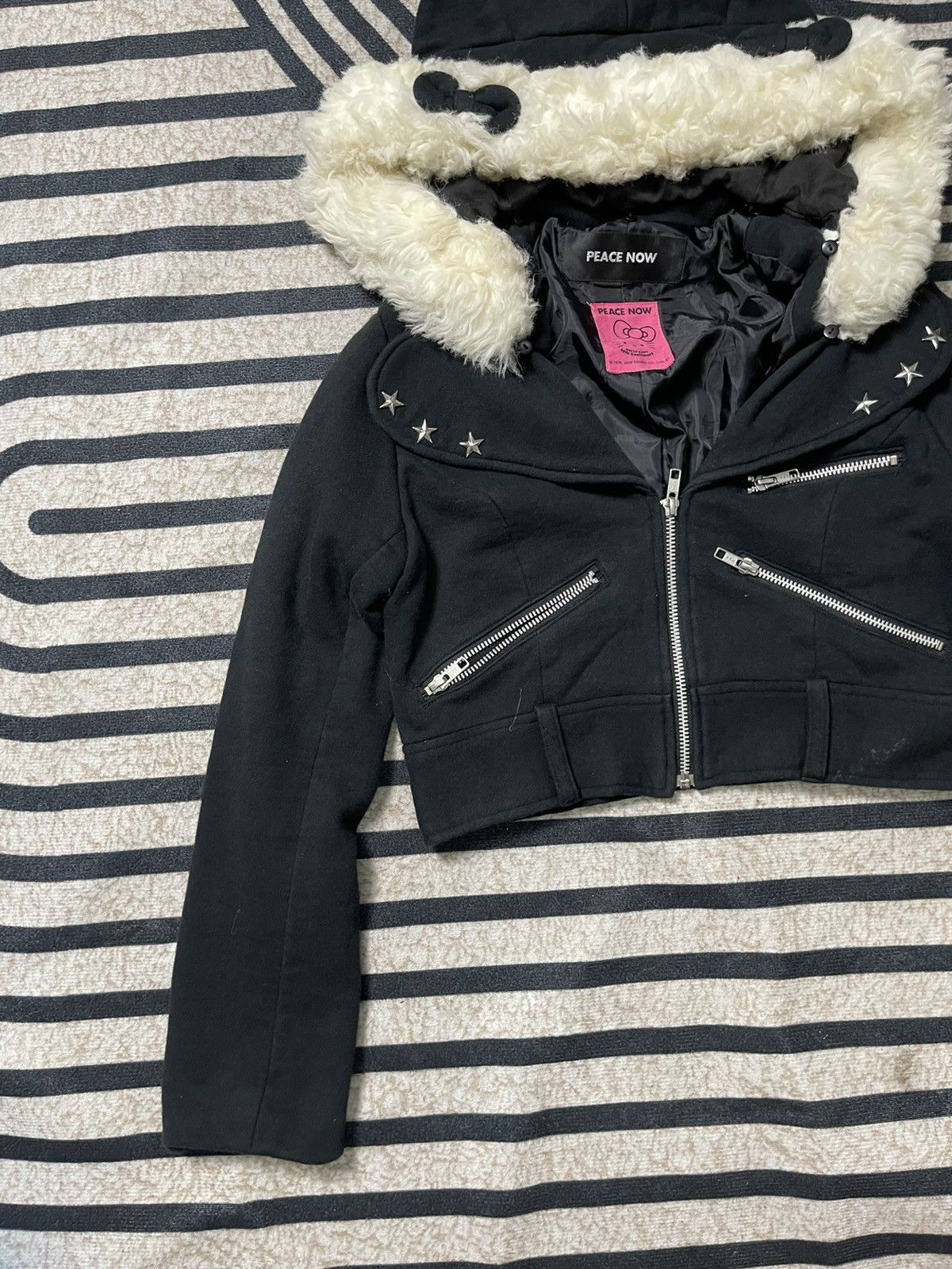 Japanese Brand 2000s HELLO KITTY X BLACK PEACE NOW RIDER JACKET RARE DESIGN Size M / US 6-8 / IT 42-44 - 4 Thumbnail