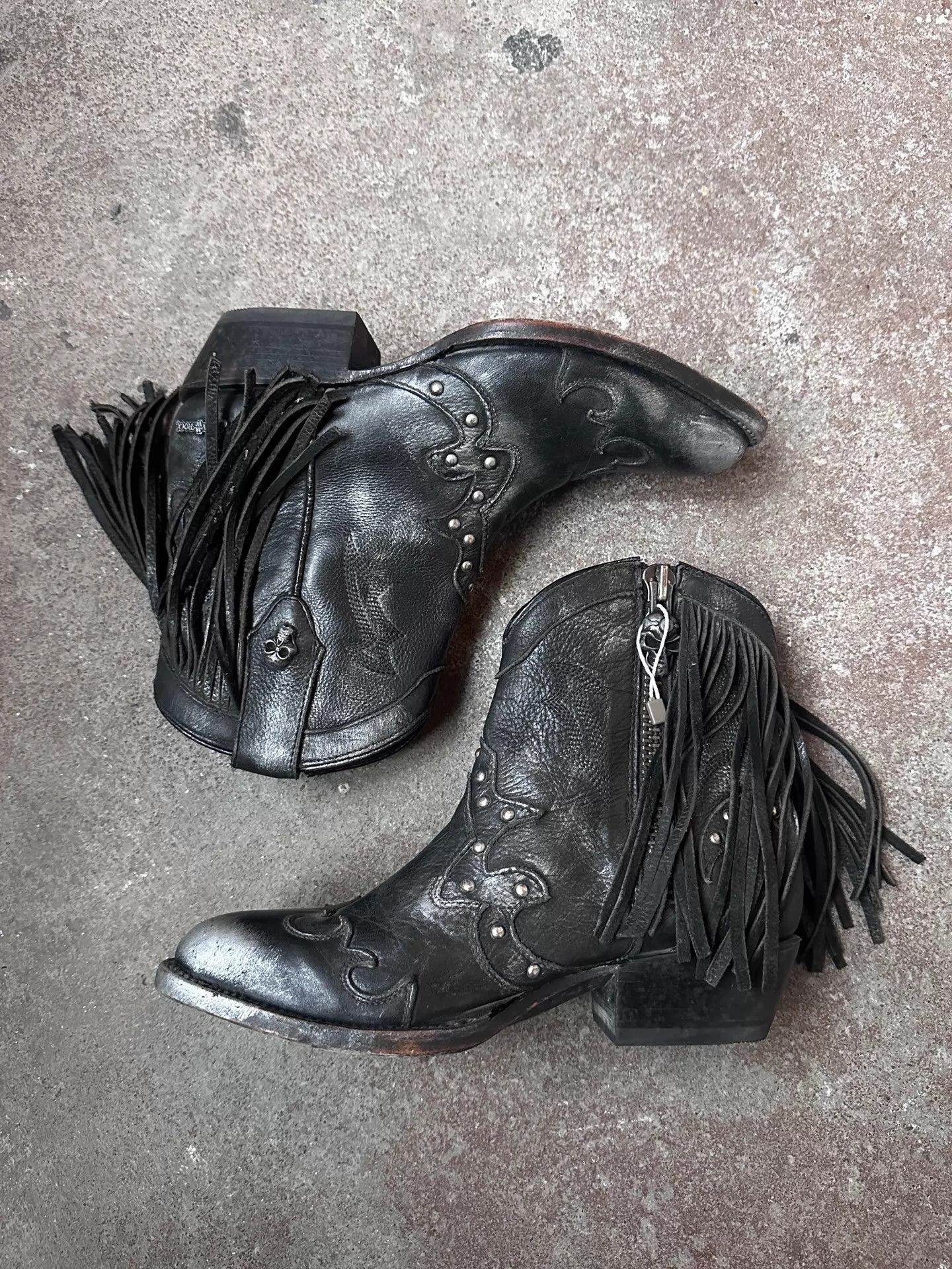 New Rock New Rock Distressed Tassel Western Boots Size US 7.5 / IT 37.5 - 4 Thumbnail