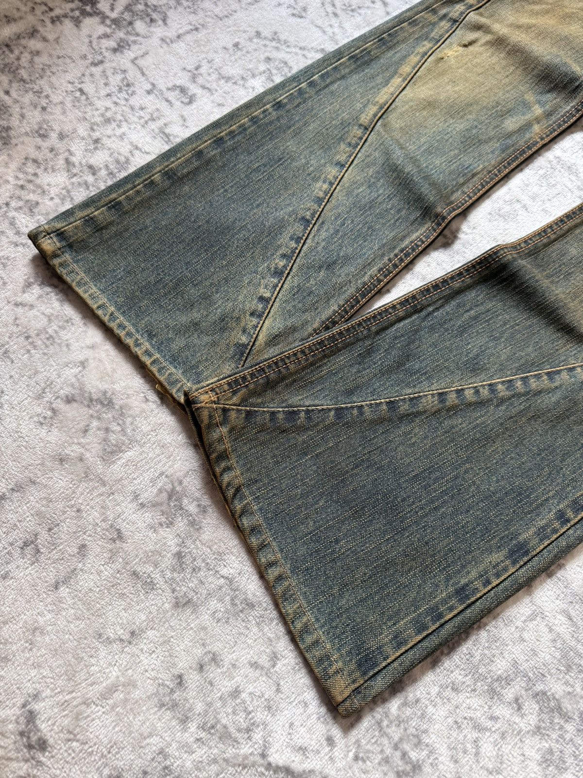 2000s Edwin V-Cut Mudwashed Flare Denim Archive