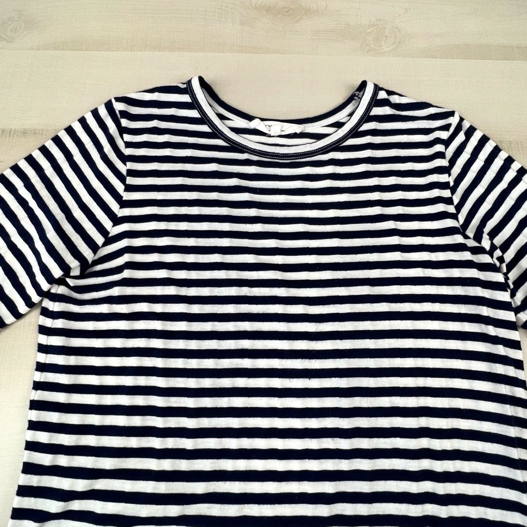 Vintage Clu Too Womens Navy Blue White Striped Tunic Top Small Long Sleeve Flounce Shirt Size S / US 4 / IT 40 - 2 Thumbnail