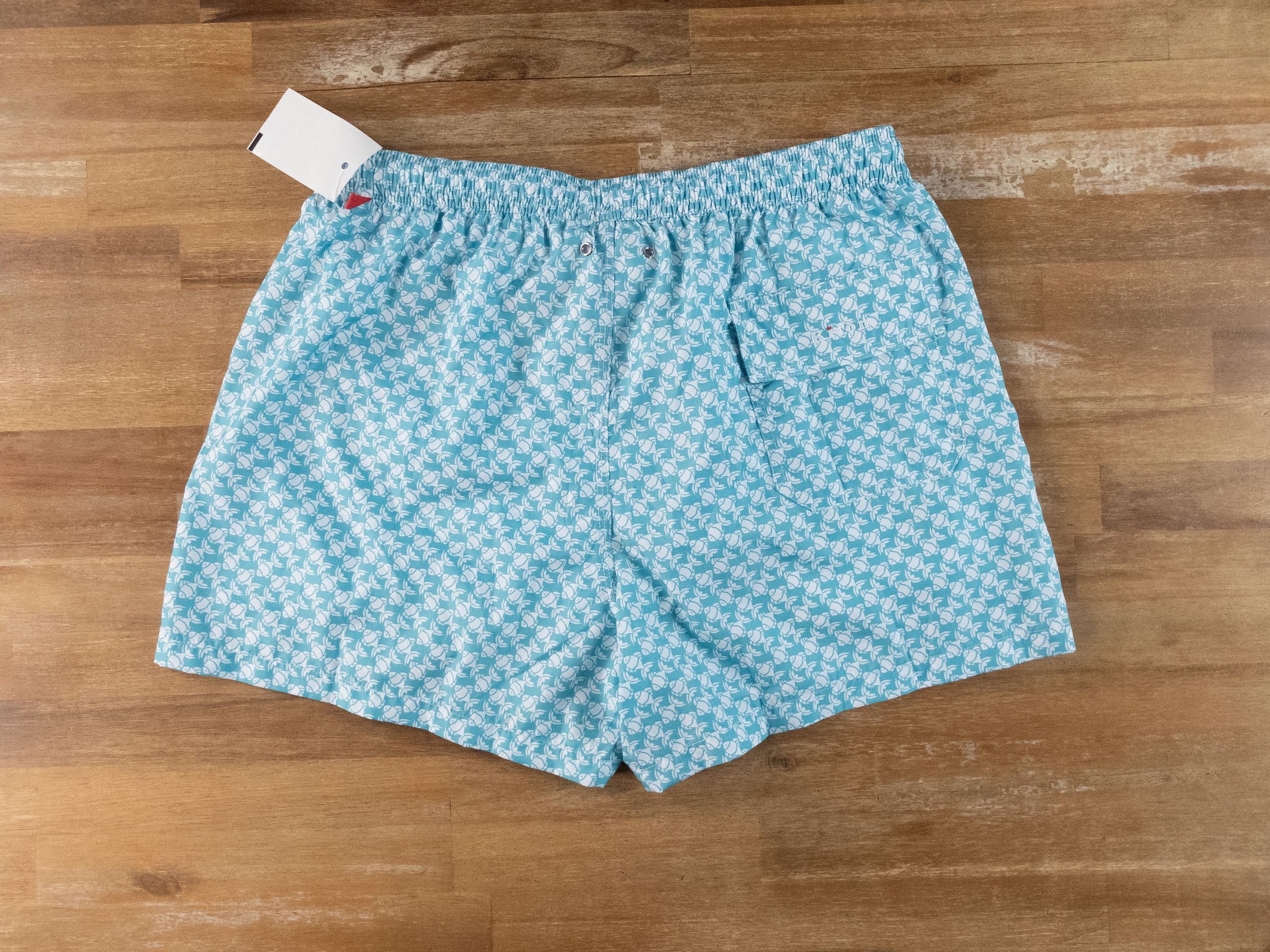 Kiton KITON Napoli blue & white fish print nylon swim shorts XL Size US 36 / EU 52 - 6 Thumbnail