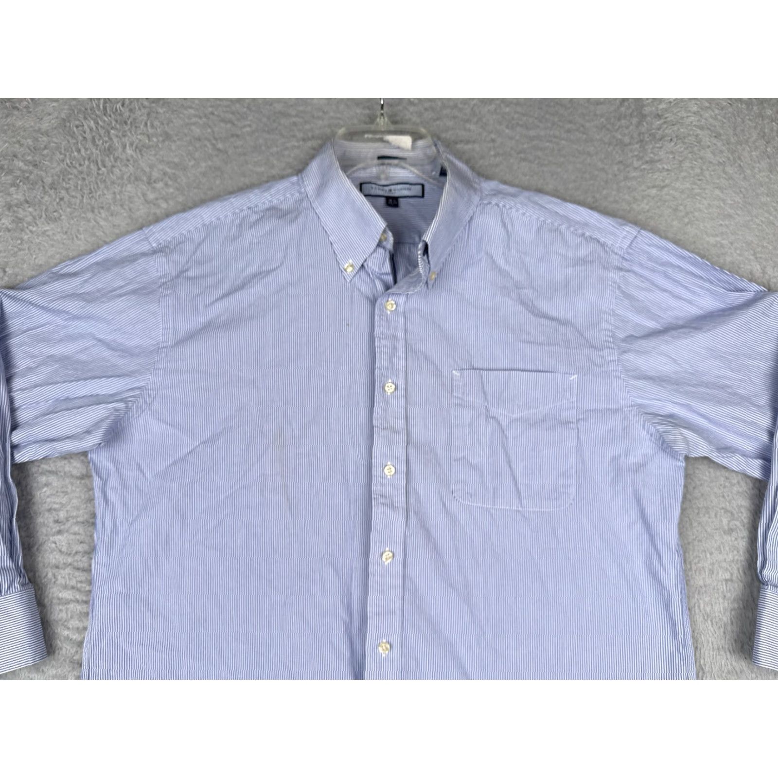 Tommy Hilfiger Tommy Hilfiger Shirt Men Large Blue Stripe Button Up Long Sleeve Pocket-Down Collar. Size US L / EU 52-54 / 3 - 4 Thumbnail