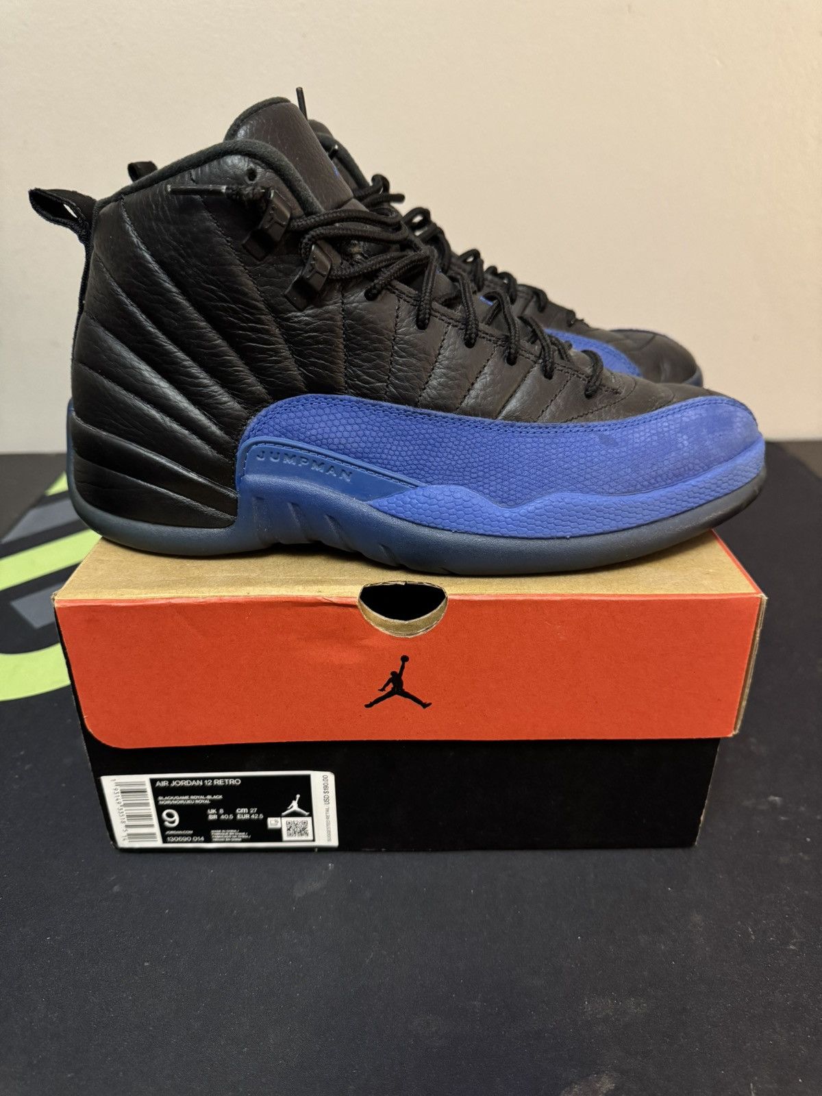 Jordan Brand Nike Air Jordan 12 Retro Black Royal Game Blue Size 9 Size US 9 / EU 42 - 4 Thumbnail