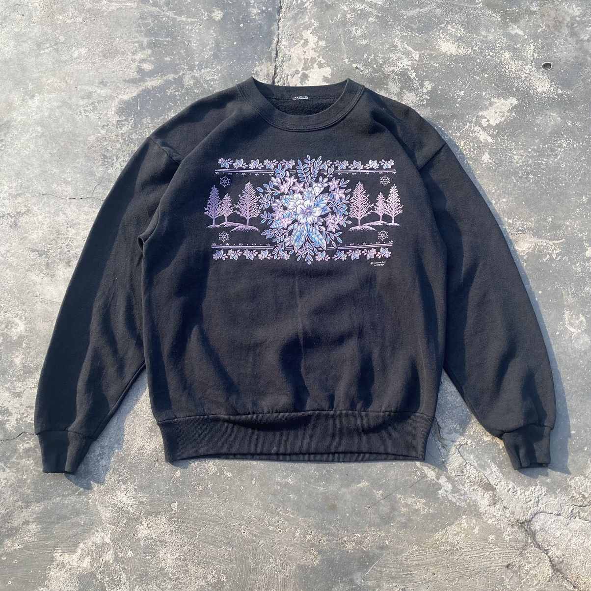 Vintage 90s Morning Sun floral art sweatshirt SB005 Size US M / EU 48-50 / 2 - 1 Thumbnail