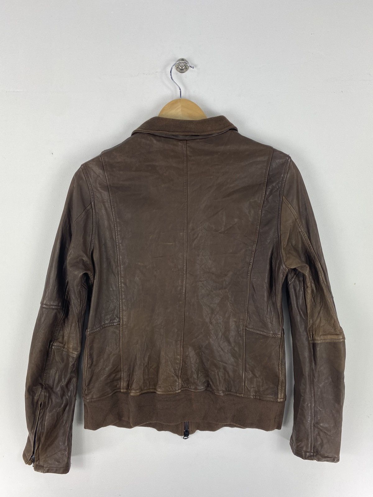 Japanese Brand Vintage 90’s Leather Zipper Jacket by Studious Shama Size US XXS / EU 40 - 4 Thumbnail