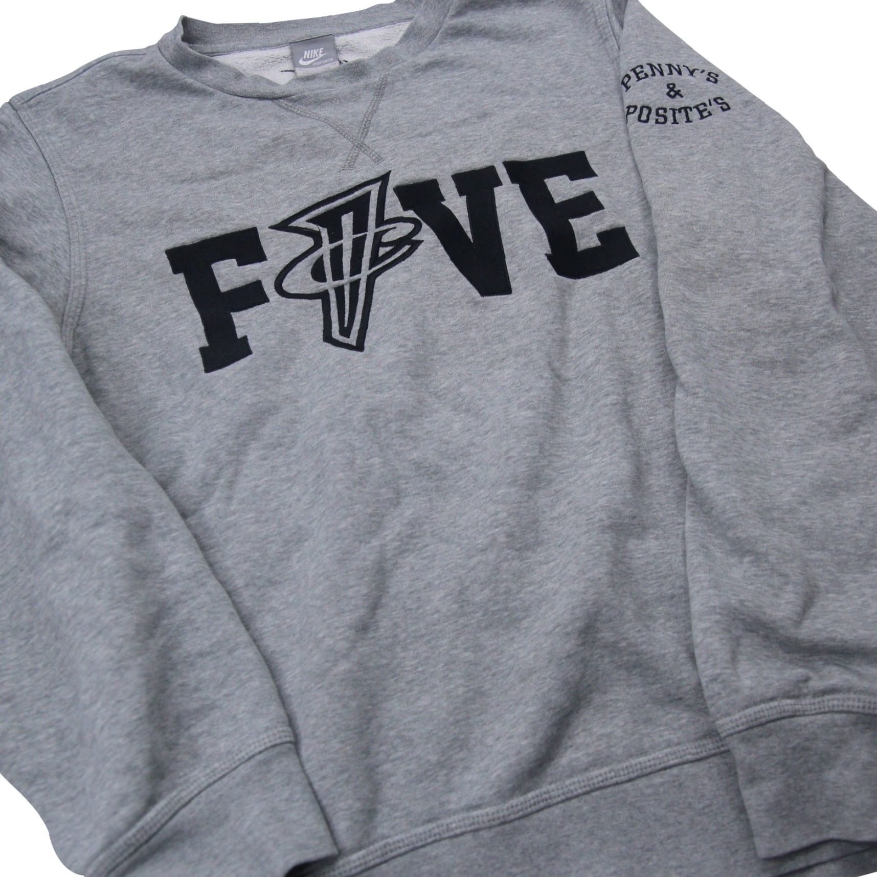 VINTAGE Nike Penny Hardway Penny's and Posite's Five Sweatshirt Shirt Mens Small Gray Pullover 1 cent logo