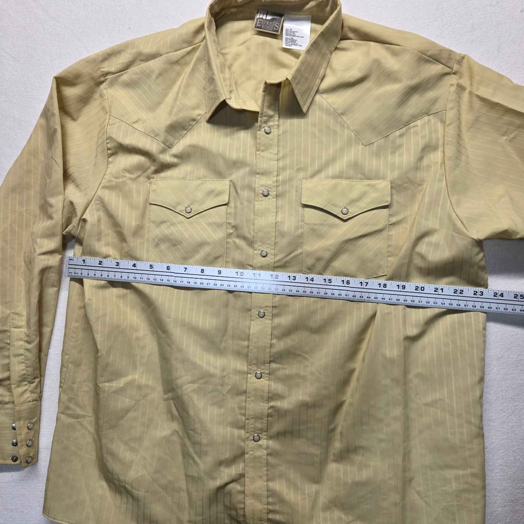 Express Express Rider Shirt Adult XL Yellow Cotton Cowboy Western Rodeo Button-Up Long Sleeve Snap Pocket Mens Size US XL / EU 56 / 4 - 4 Thumbnail