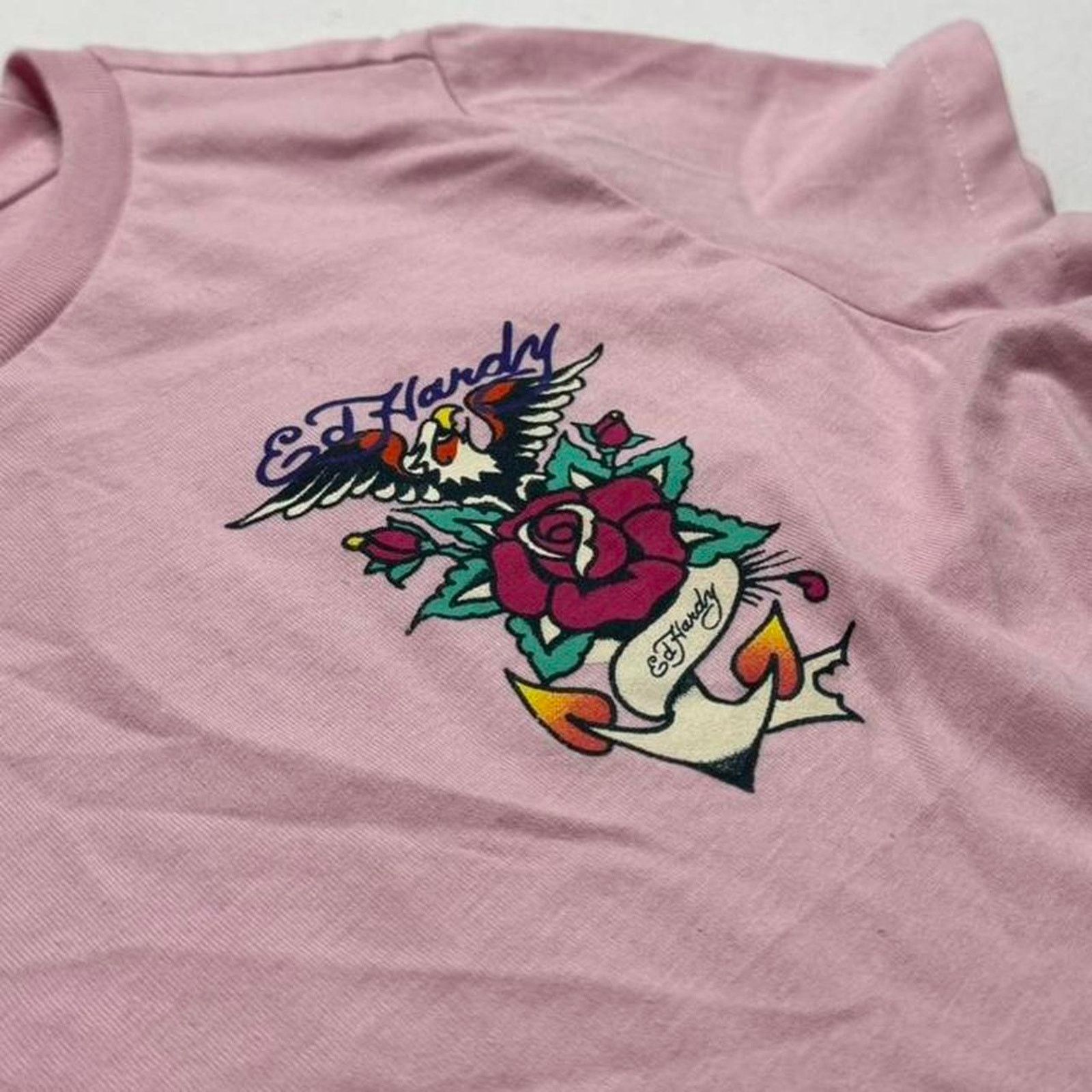 Ed Hardy Ed Hardy pink baby tee graphic design Size M alternative Size M / US 6-8 / IT 42-44 - 3 Thumbnail