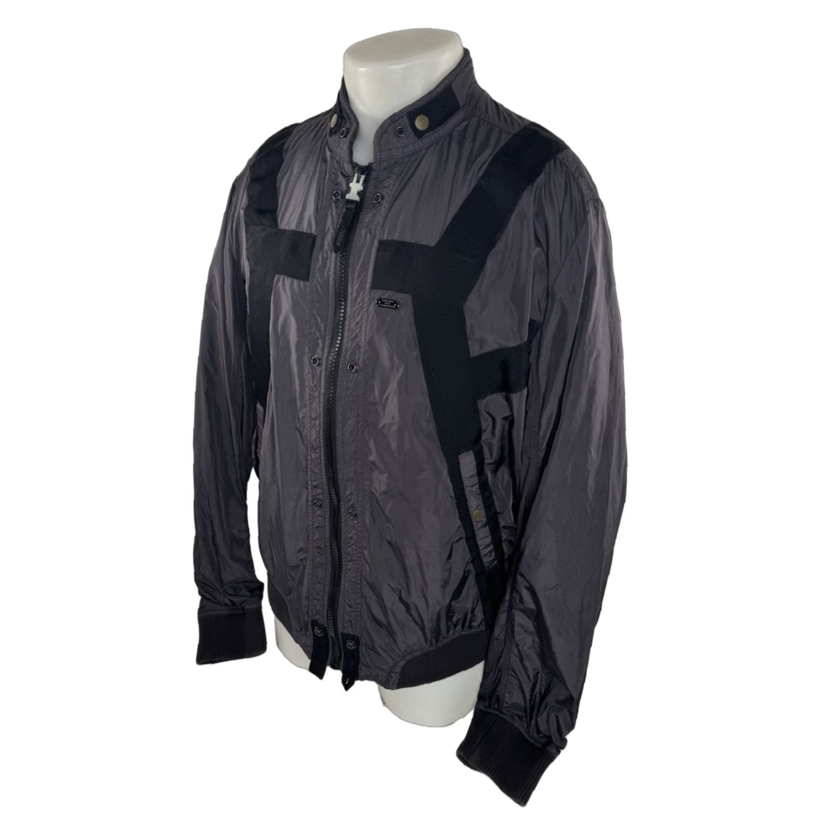 Diesel DIESEL Jacket Straps Parachute Military Moto Bomber Lightweight Mens 2XL Gray Nylon Strap Size US XXL / EU 58 / 5 - 1 Thumbnail