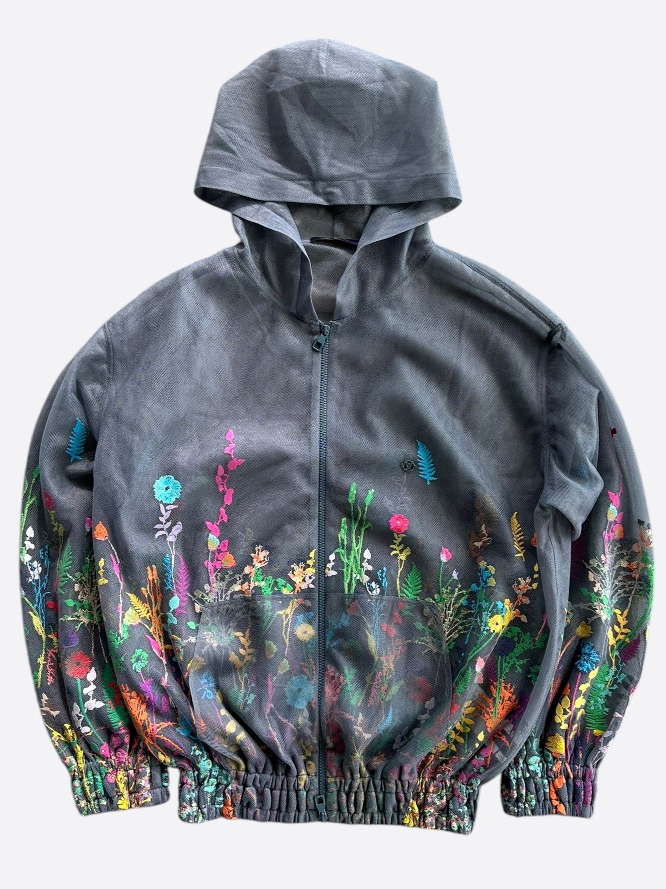 Louis Vuitton Louis Vuitton Grey Flower Embroidered Mesh Jacket Size US S / EU 44-46 / 1 - 1 Thumbnail