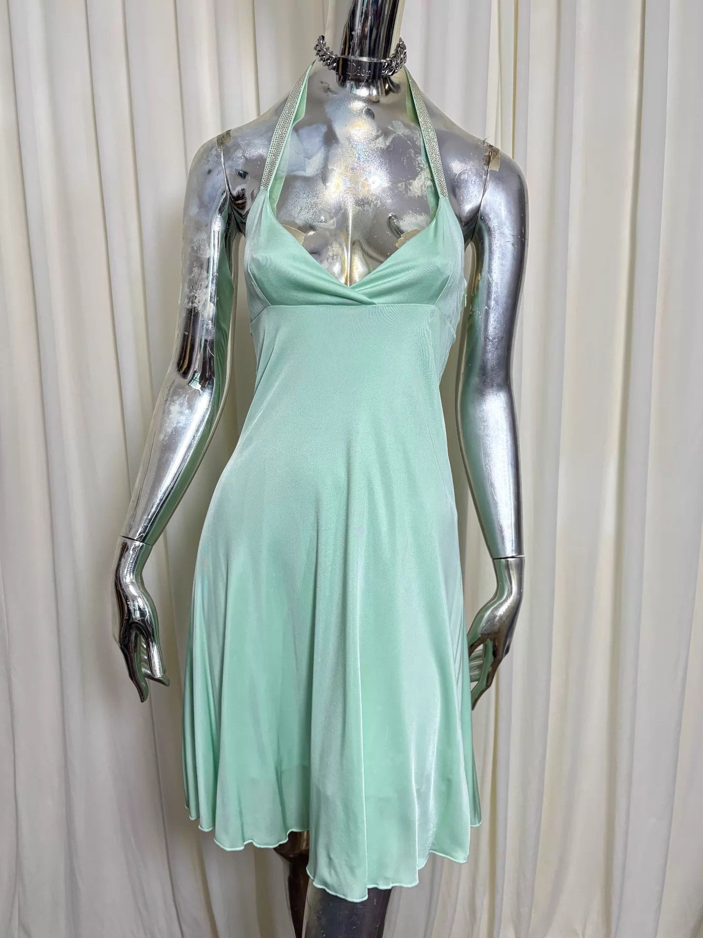Versace Versace Versus Y2K mint green crystal-halter dress 40 Size S / US 4 / IT 40 - 2 Thumbnail