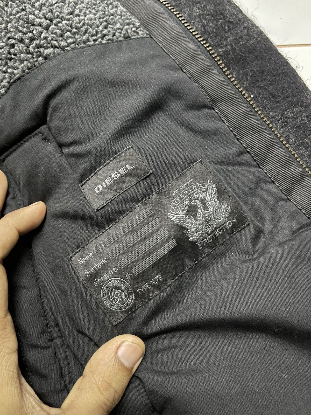 Diesel × Diesel Black Gold × Le Grande Bleu (L.G.B.) 2000s DIESEL TYPE N.78 WOOL FAUX FUR STRIPE SHERPA JACKET Size US M / EU 48-50 / 2 - 17 Thumbnail