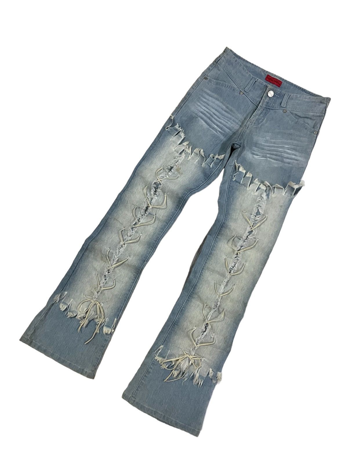 Rick Owens Vintage Japanese Brand Bondage Style Mad Punk Flare Jeans Size 26" / US 2 / IT 38 - 5 Thumbnail