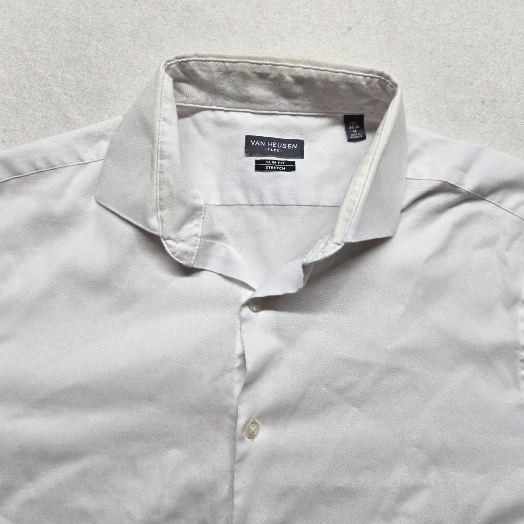 Van Heusen Van Heusen Shirt Solid White Flex Slim Fit Button-Down Adult Men's Size 15.5 Size US M / EU 48-50 / 2 - 2 Thumbnail
